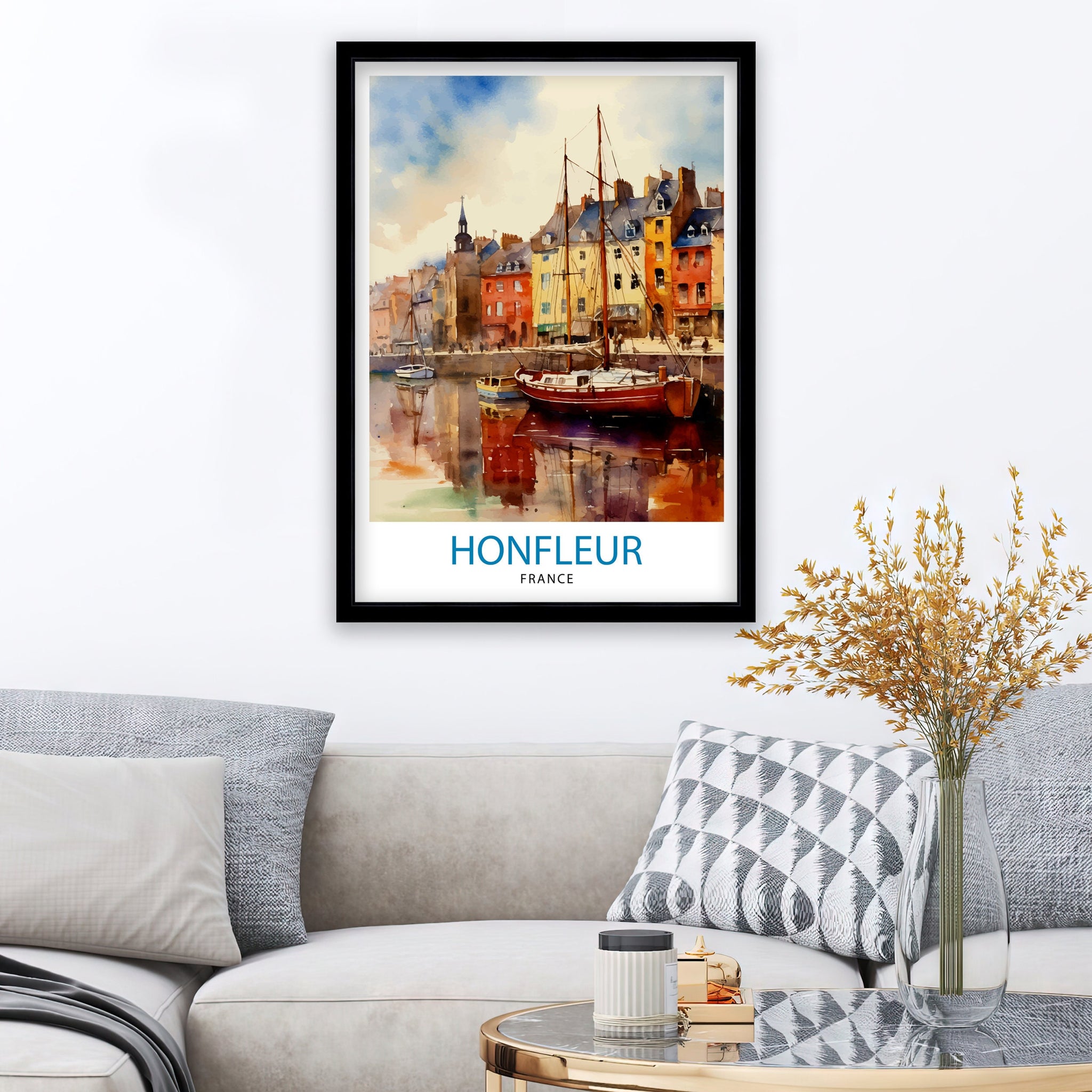 Honfleur France Travel Print Honfleur Wall Decor Honfleur Poster France Travel Prints Honfleur Art Print Honfleur Illustration Honfleur