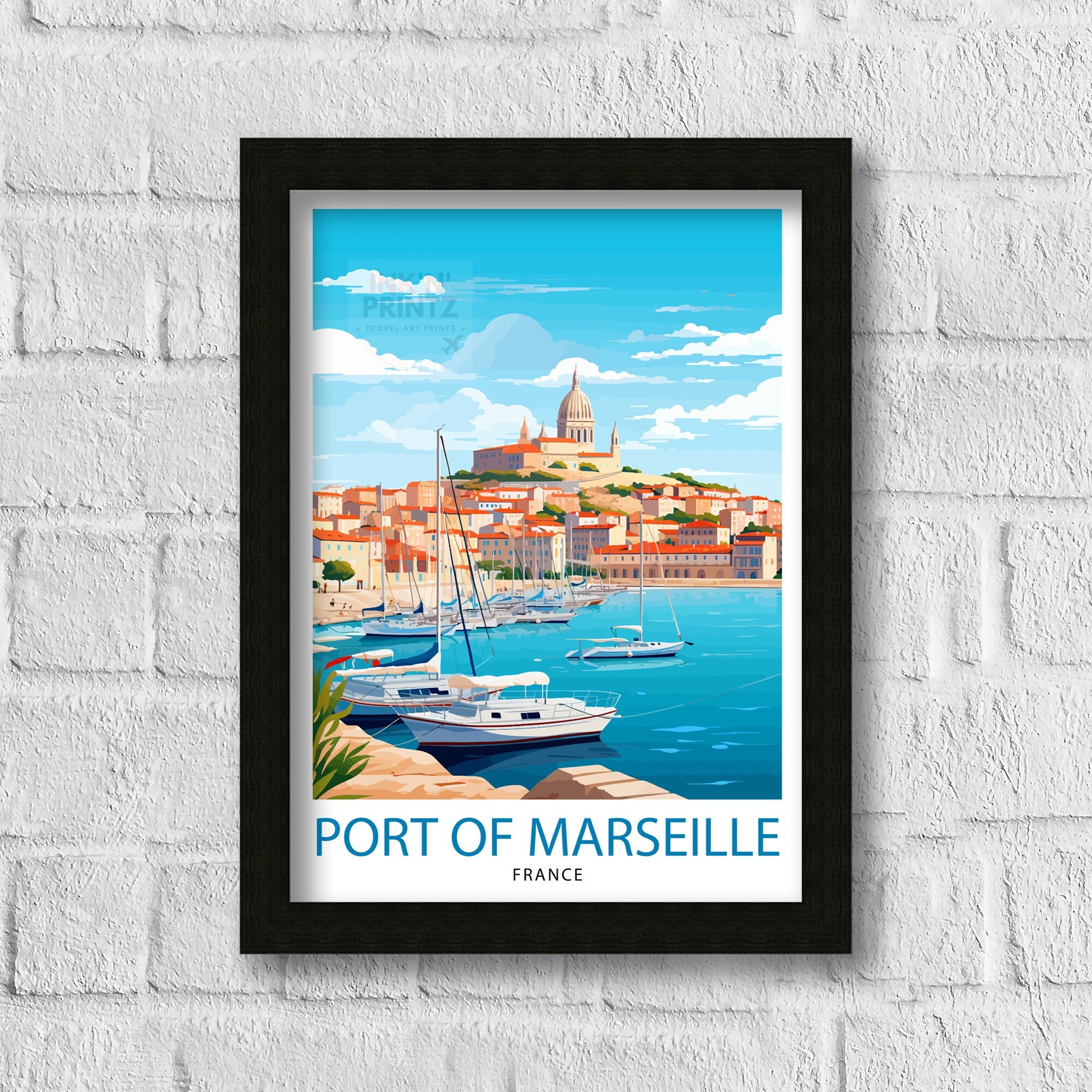 Marseille France Travel Print Marseille Wall Decor Marseille Poster France Travel Prints Marseille Art Print Marseille Illustration