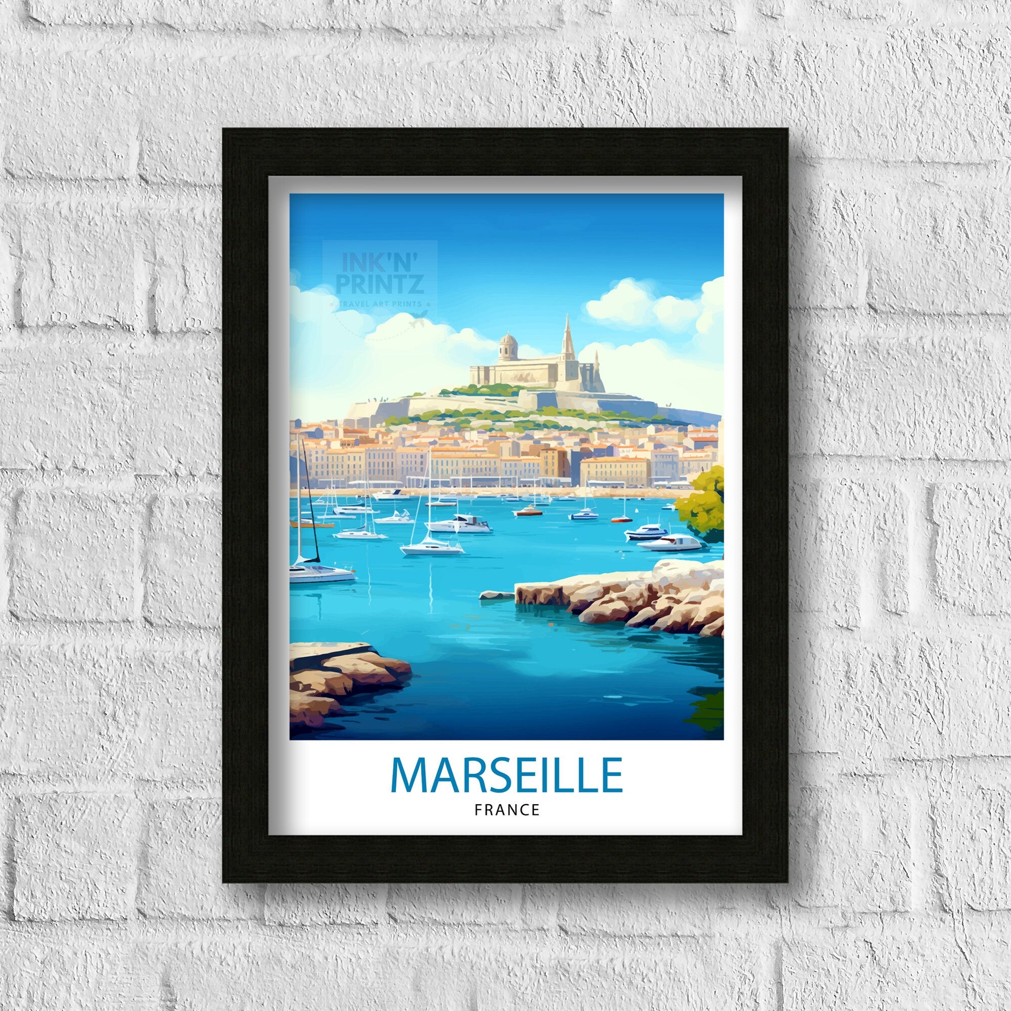 Marseille France Travel Print Marseille Wall Decor Marseille Poster France Travel Prints Marseille Art Print Marseille Illustration