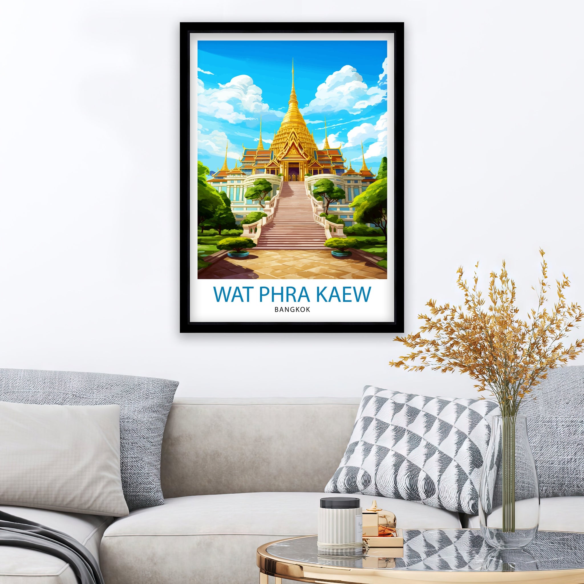 Wat Phra Kaew Thailand Travel Print Thai Temple Wall Decor Bangkok Landmark Poster Thailand Travel Prints Wat Phra Kaew Art Print Thai