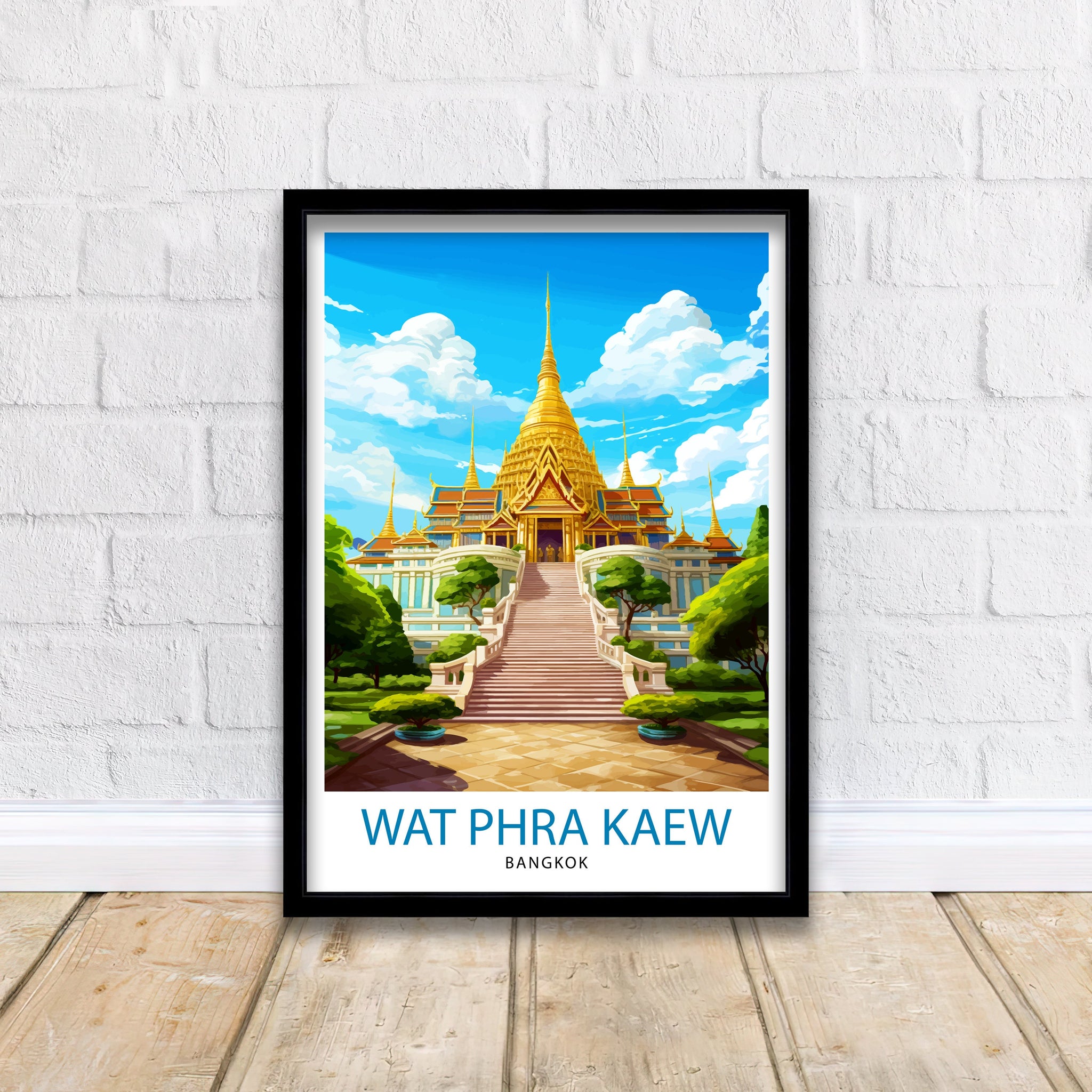 Wat Phra Kaew Thailand Travel Print Thai Temple Wall Decor Bangkok Landmark Poster Thailand Travel Prints Wat Phra Kaew Art Print Thai