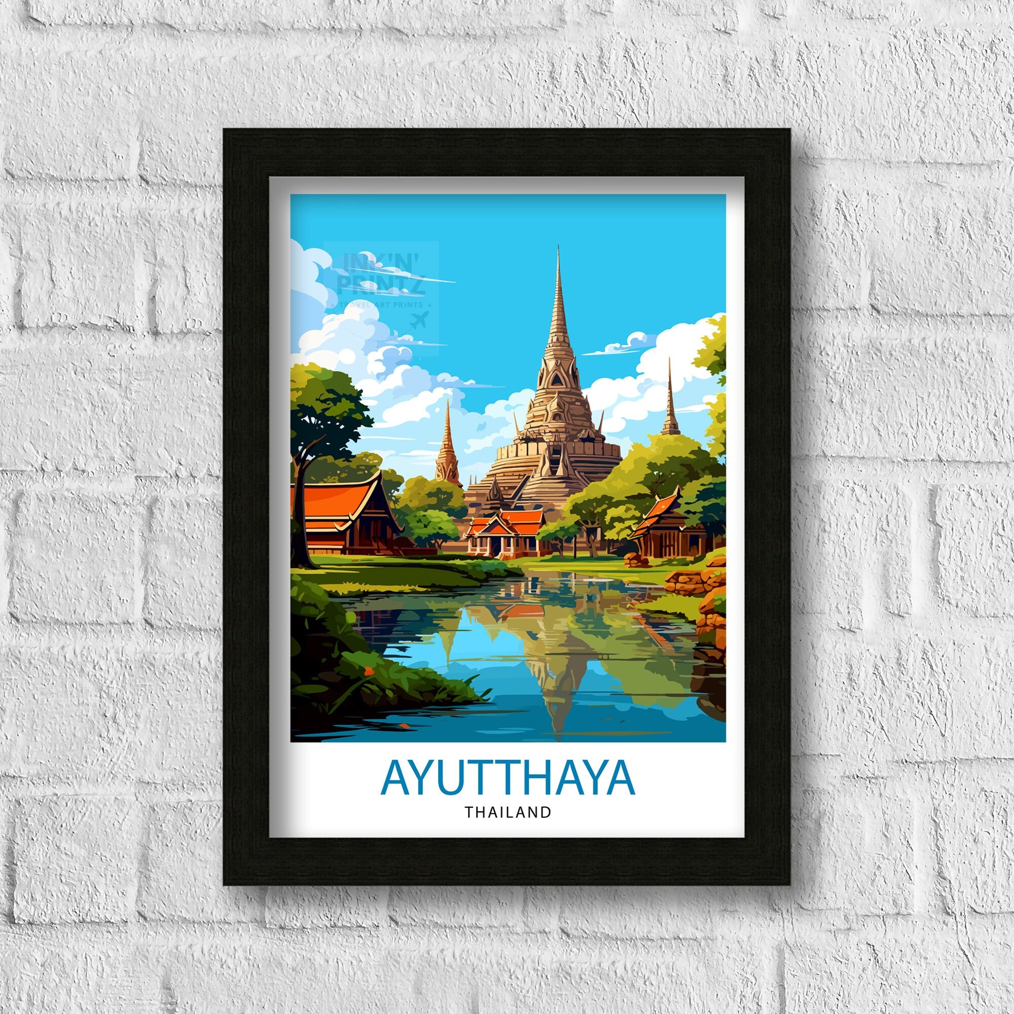 Ayutthaya Thailand Travel Print Ayutthaya Wall Decor Ayutthaya Poster Thailand Travel Prints Ayutthaya Art Print Ayutthaya Illustration
