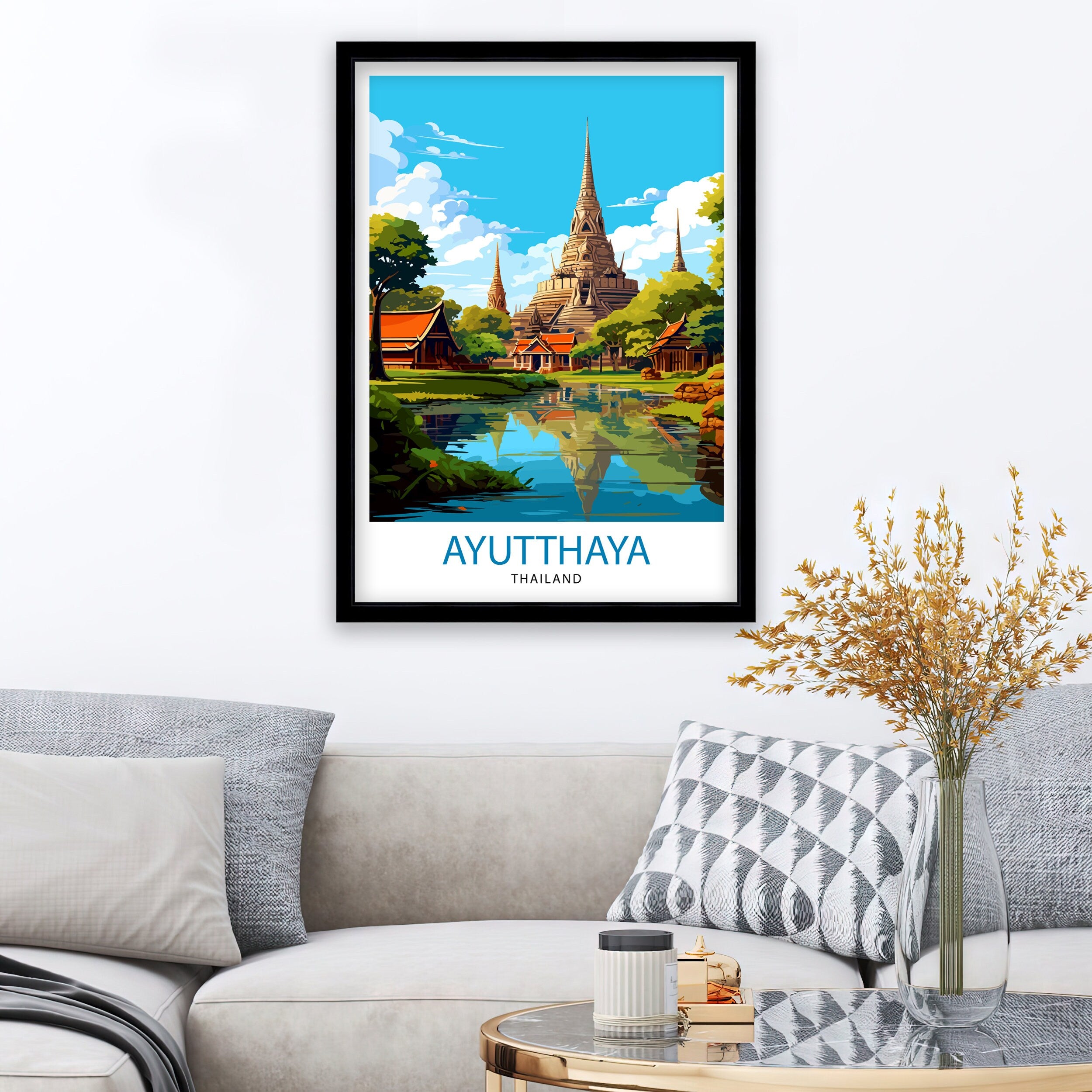 Ayutthaya Thailand Travel Print Ayutthaya Wall Decor Ayutthaya Poster Thailand Travel Prints Ayutthaya Art Print Ayutthaya Illustration