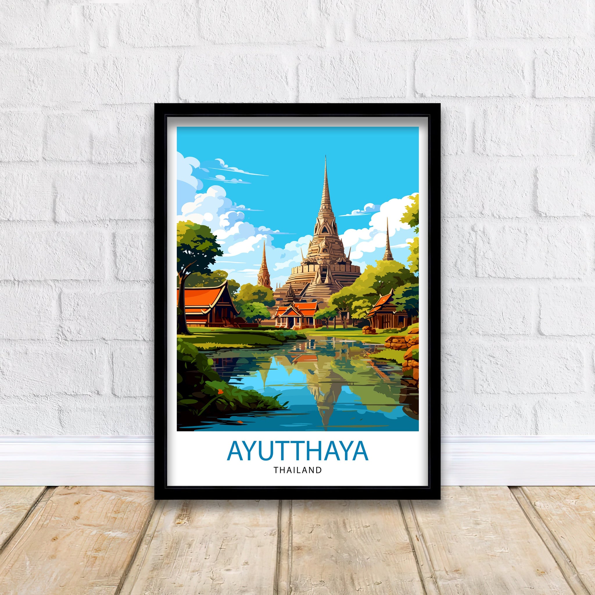 Ayutthaya Thailand Travel Print Ayutthaya Wall Decor Ayutthaya Poster Thailand Travel Prints Ayutthaya Art Print Ayutthaya Illustration