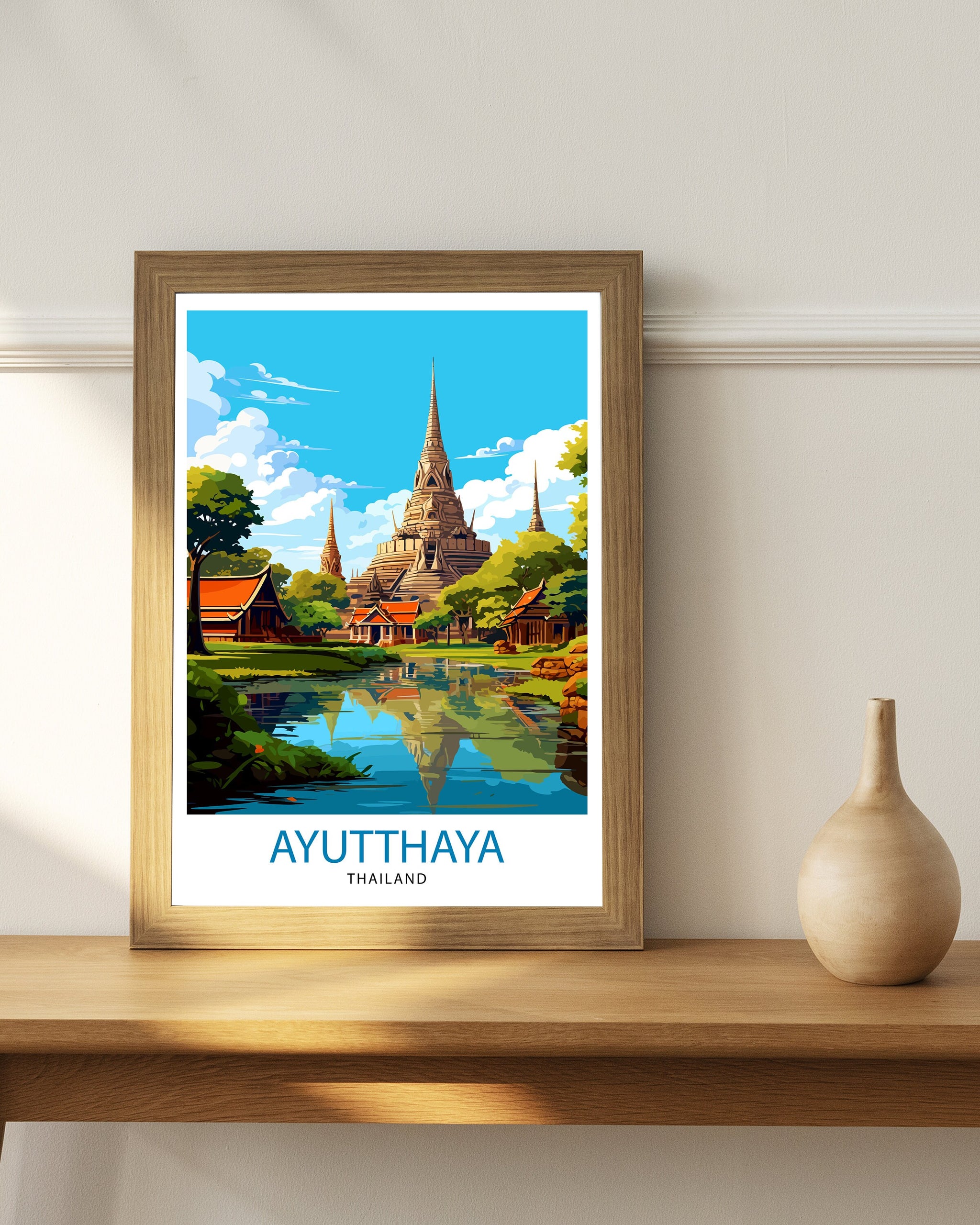 Ayutthaya Thailand Travel Print Ayutthaya Wall Decor Ayutthaya Poster Thailand Travel Prints Ayutthaya Art Print Ayutthaya Illustration