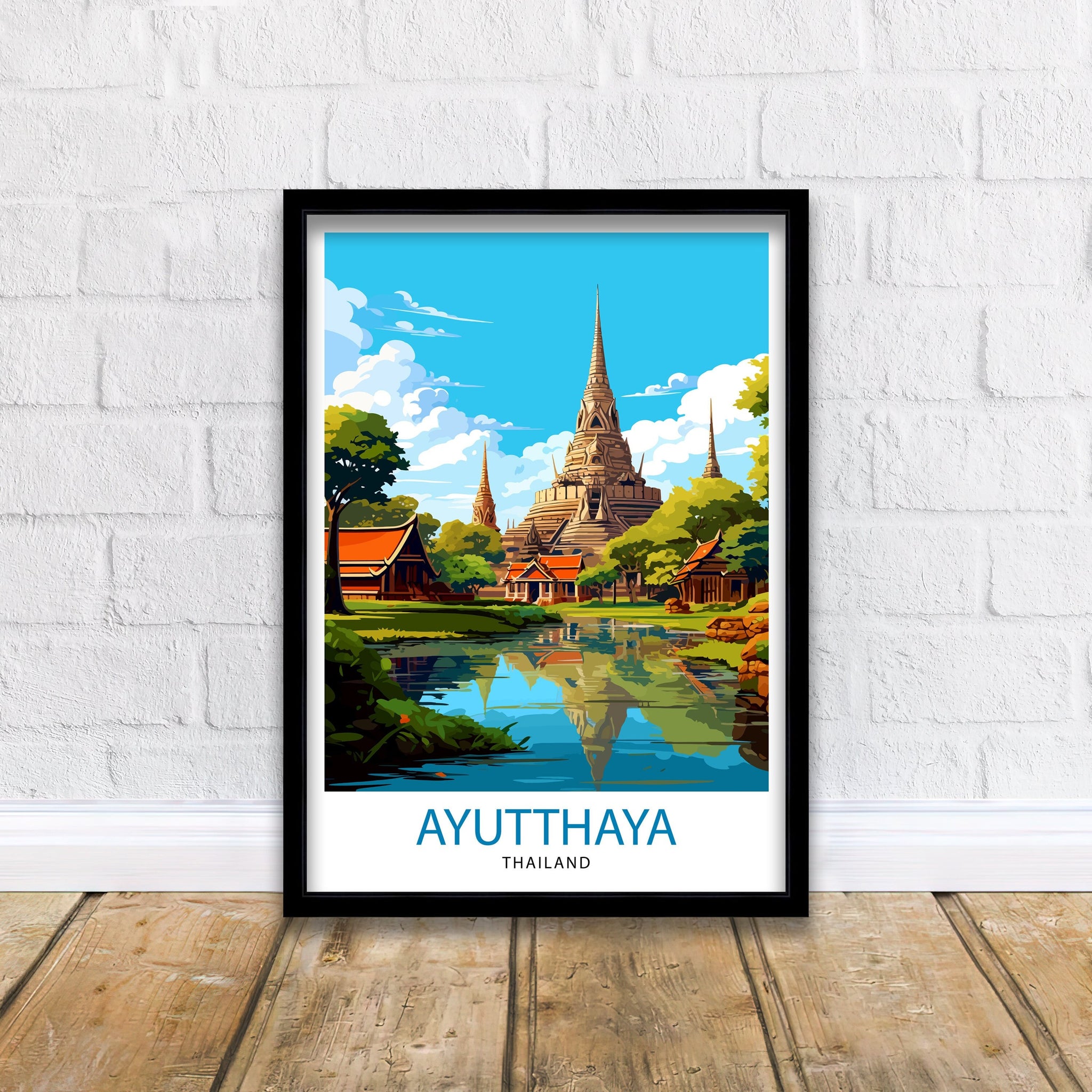 Ayutthaya Thailand Travel Print Ayutthaya Wall Decor Ayutthaya Poster Thailand Travel Prints Ayutthaya Art Print Ayutthaya Illustration