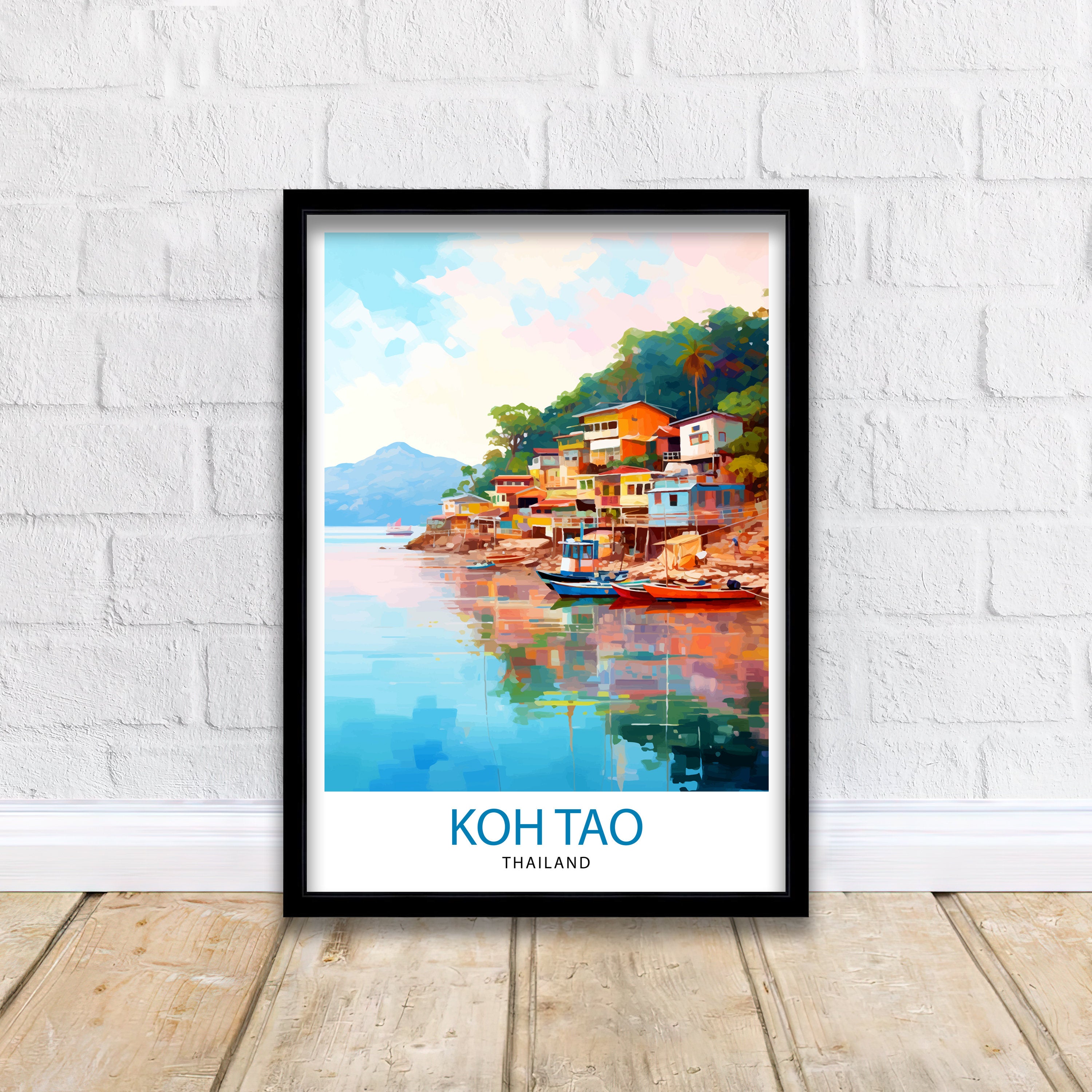 Koh Tao Thailand Travel Print Tropical Island Decor Koh Tao Poster Thailand Travel Prints Beach Art Print Island Illustration Koh Tao Wall
