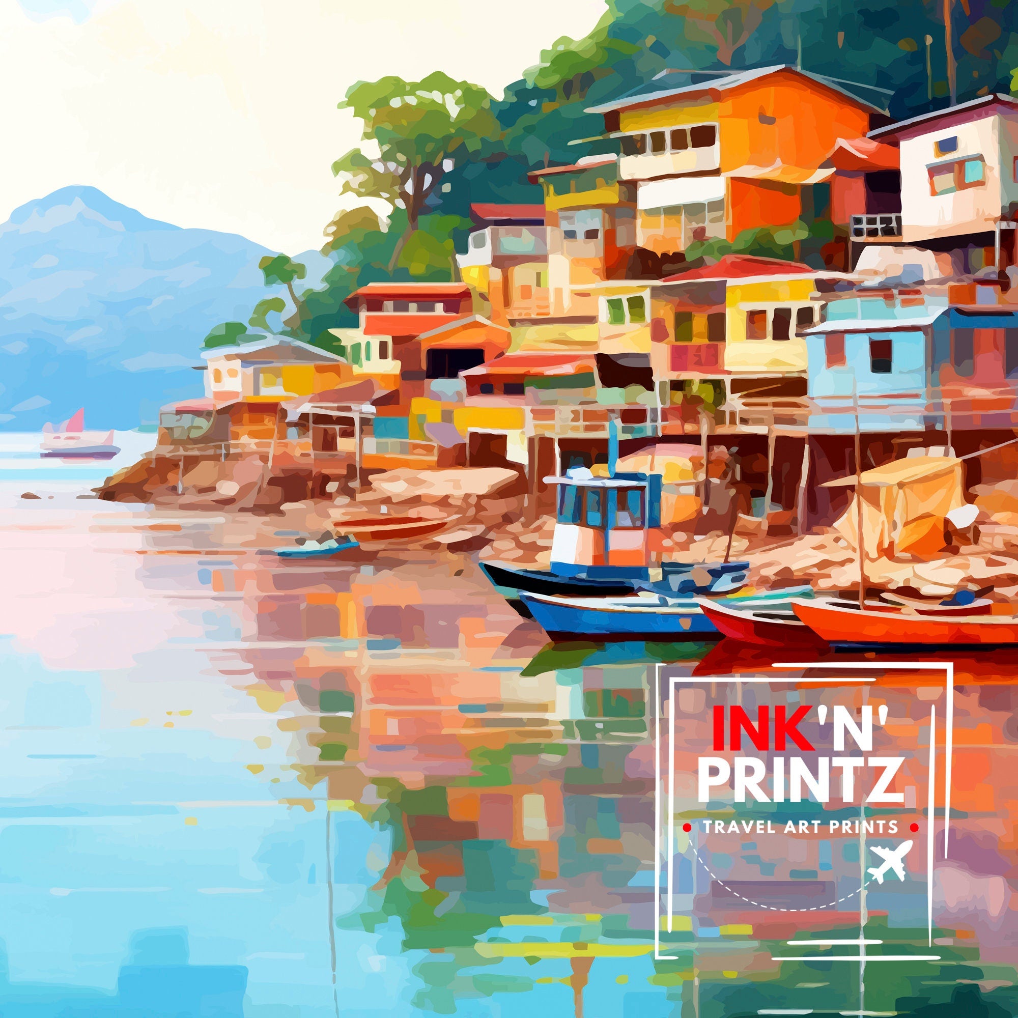 Koh Tao Thailand Travel Print Tropical Island Decor Koh Tao Poster Thailand Travel Prints Beach Art Print Island Illustration Koh Tao Wall