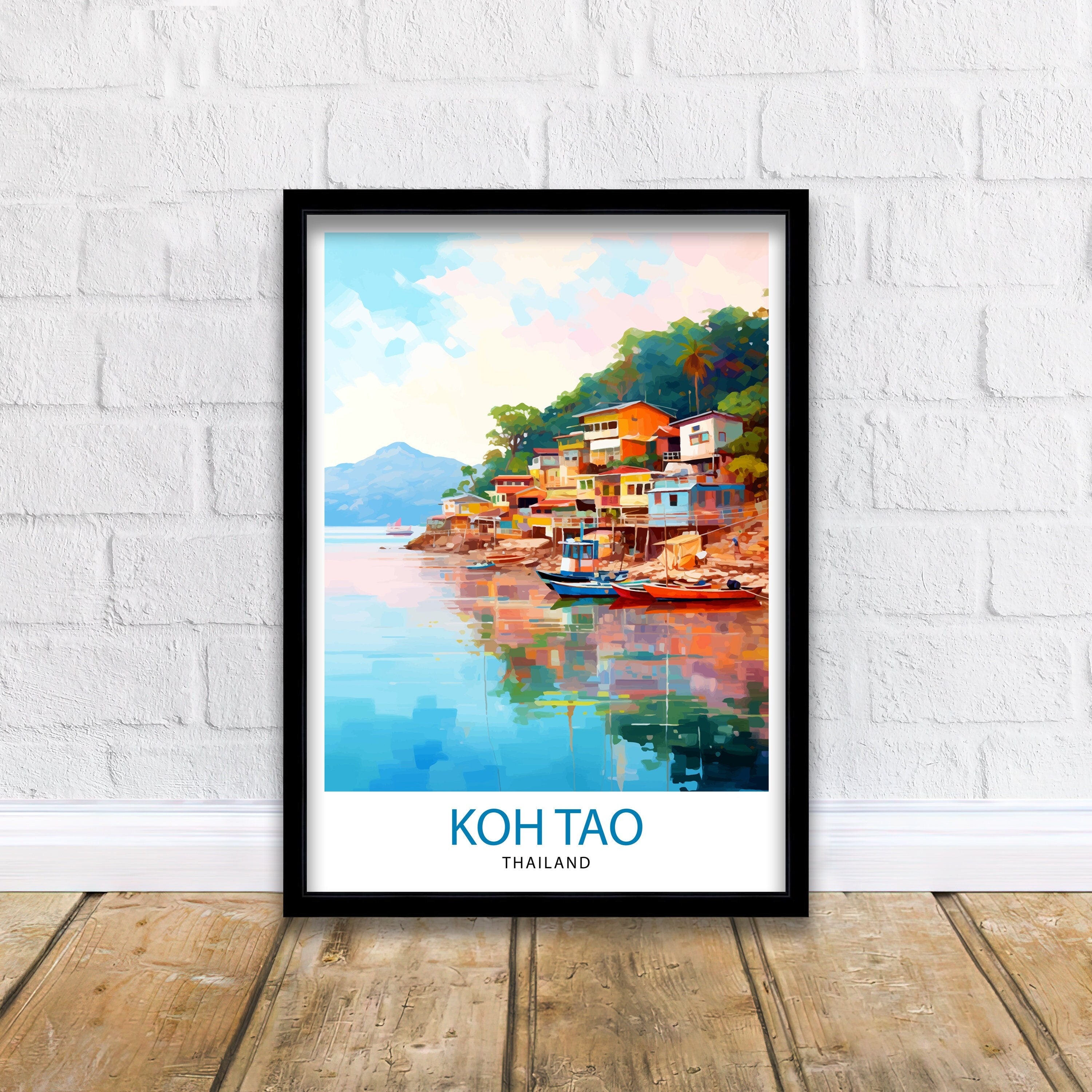 Koh Tao Thailand Travel Print Tropical Island Decor Koh Tao Poster Thailand Travel Prints Beach Art Print Island Illustration Koh Tao Wall