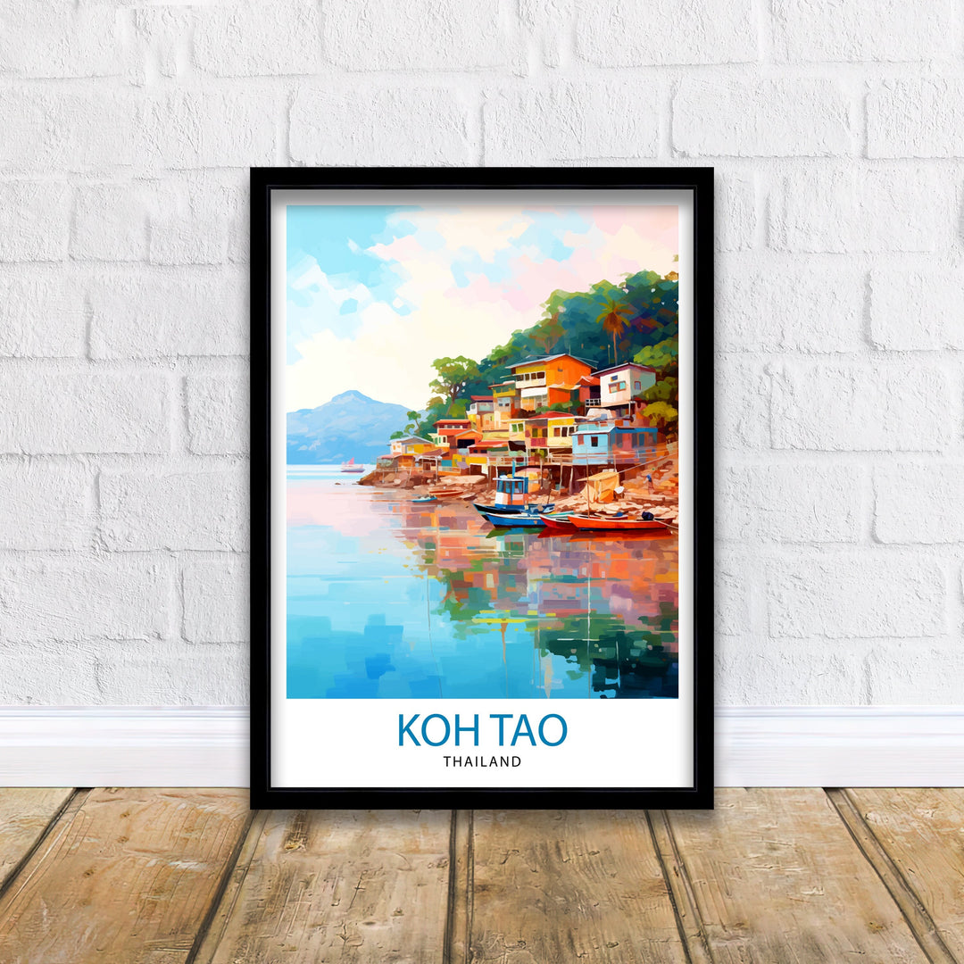 Koh Tao Thailand Travel Poster Tropical Island Decor Koh Tao Poster Thailand Travel Posters Beach Art Poster Island Illustration Koh Tao Wall