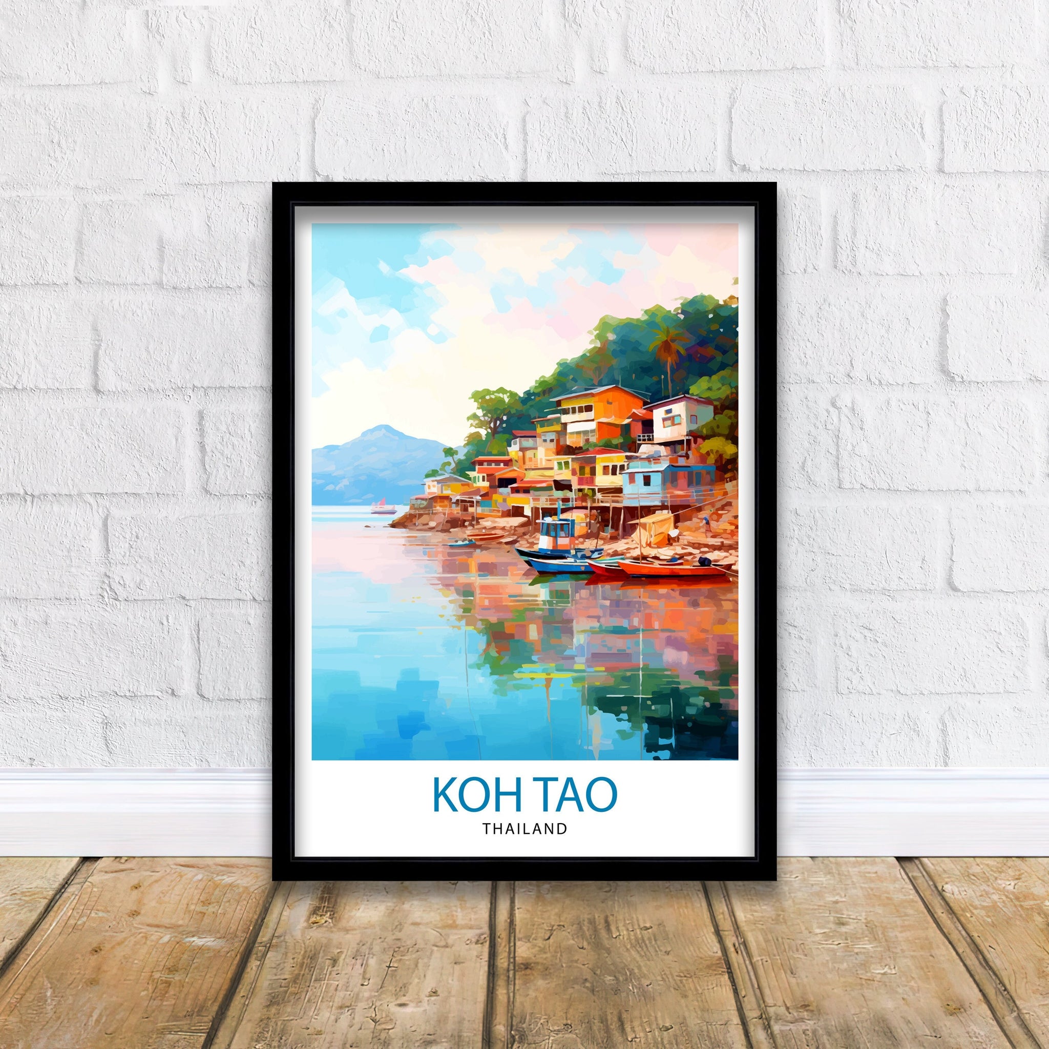 Koh Tao Thailand Travel Print Tropical Island Decor Koh Tao Poster Thailand Travel Prints Beach Art Print Island Illustration Koh Tao Wall