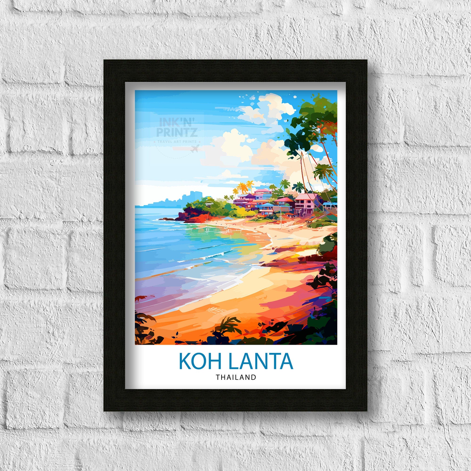 Koh Lanta Thailand Travel Print Tropical Island Wall Decor Koh Lanta Poster Thailand Travel Prints Beach Art Print Koh Lanta Illustration
