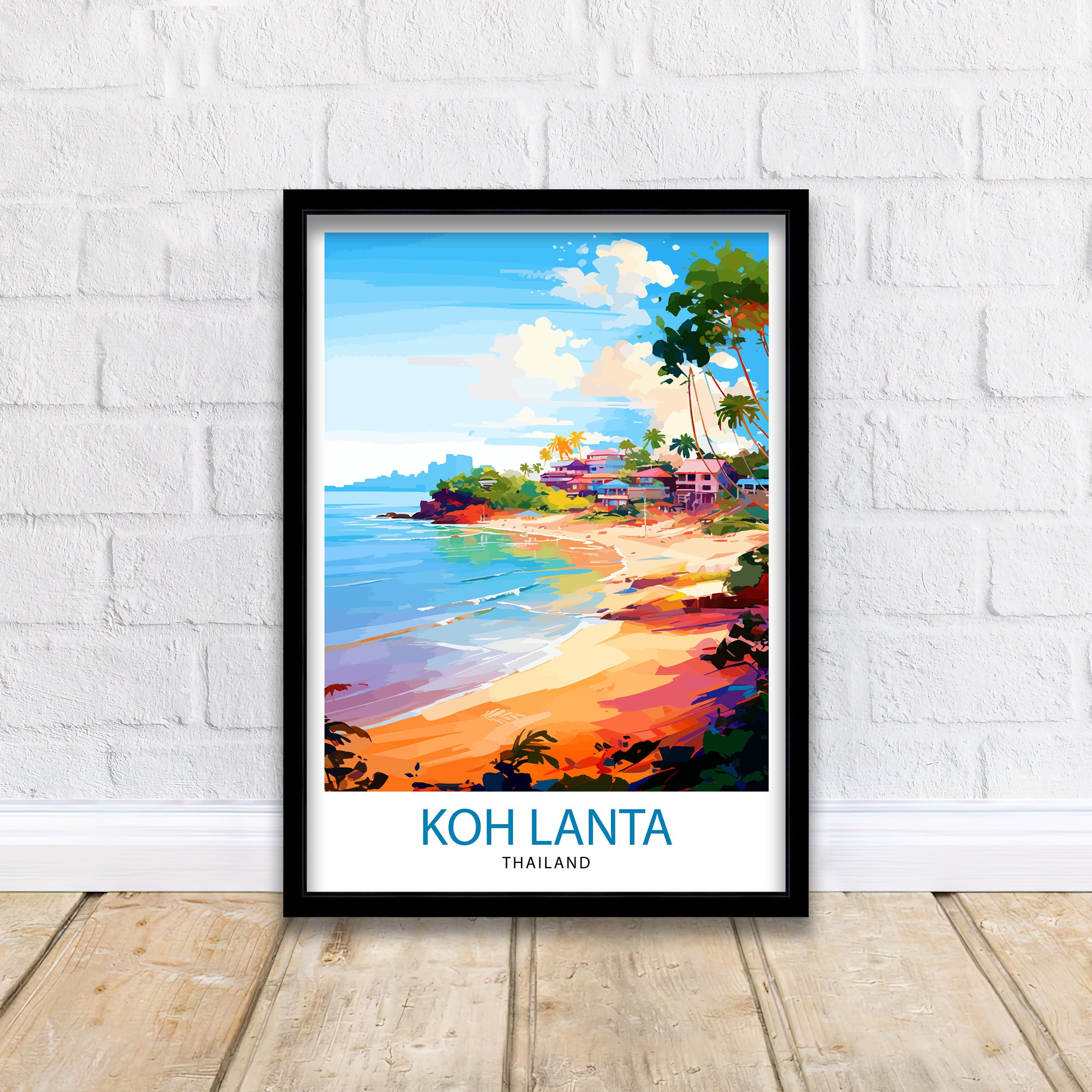 Koh Lanta Thailand Travel Print Tropical Island Wall Decor Koh Lanta Poster Thailand Travel Prints Beach Art Print Koh Lanta Illustration