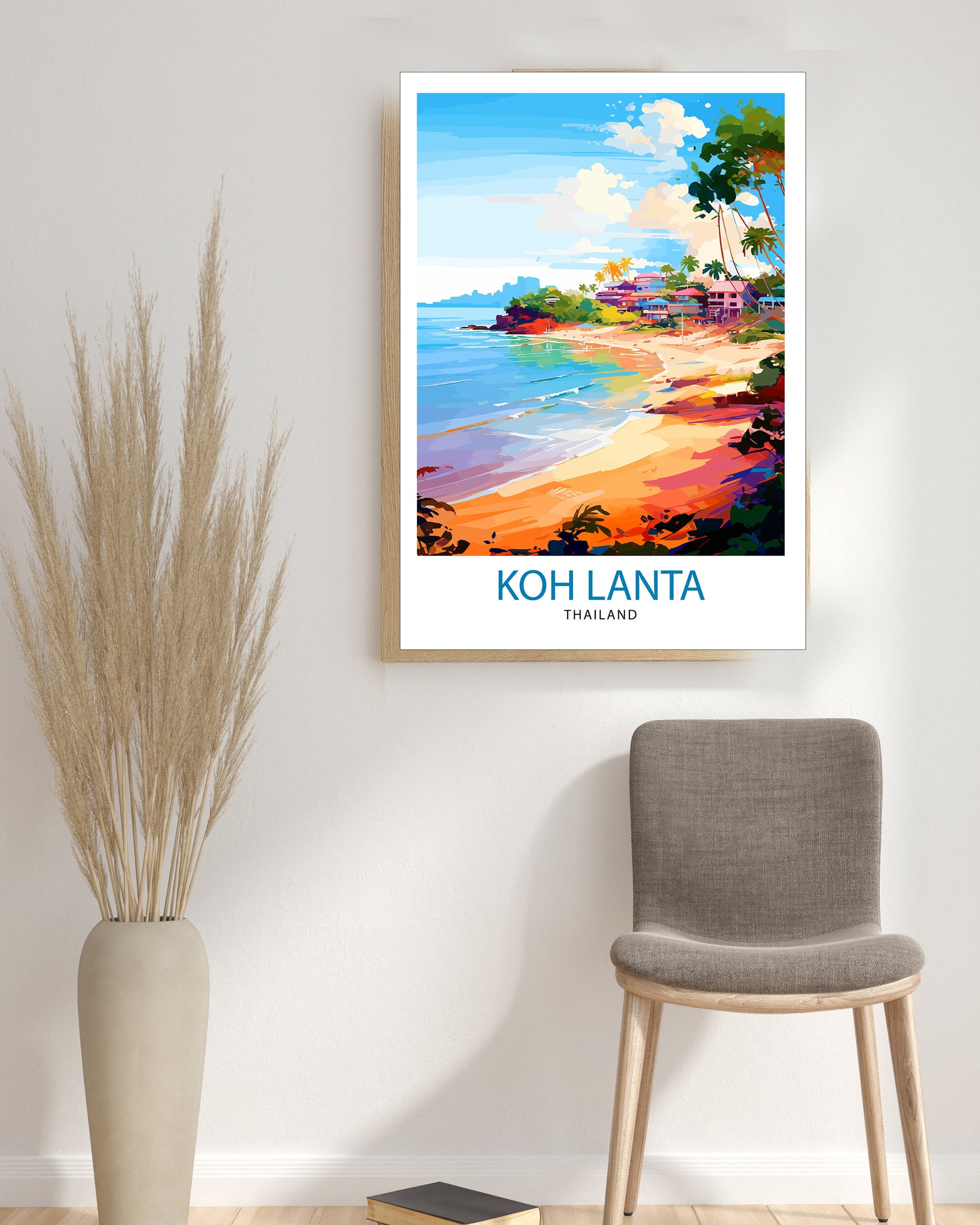Koh Lanta Thailand Travel Print Tropical Island Wall Decor Koh Lanta Poster Thailand Travel Prints Beach Art Print Koh Lanta Illustration