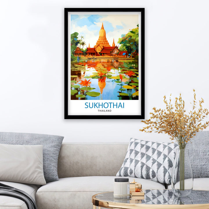 Sukhothai Thailand Travel Poster Sukhothai