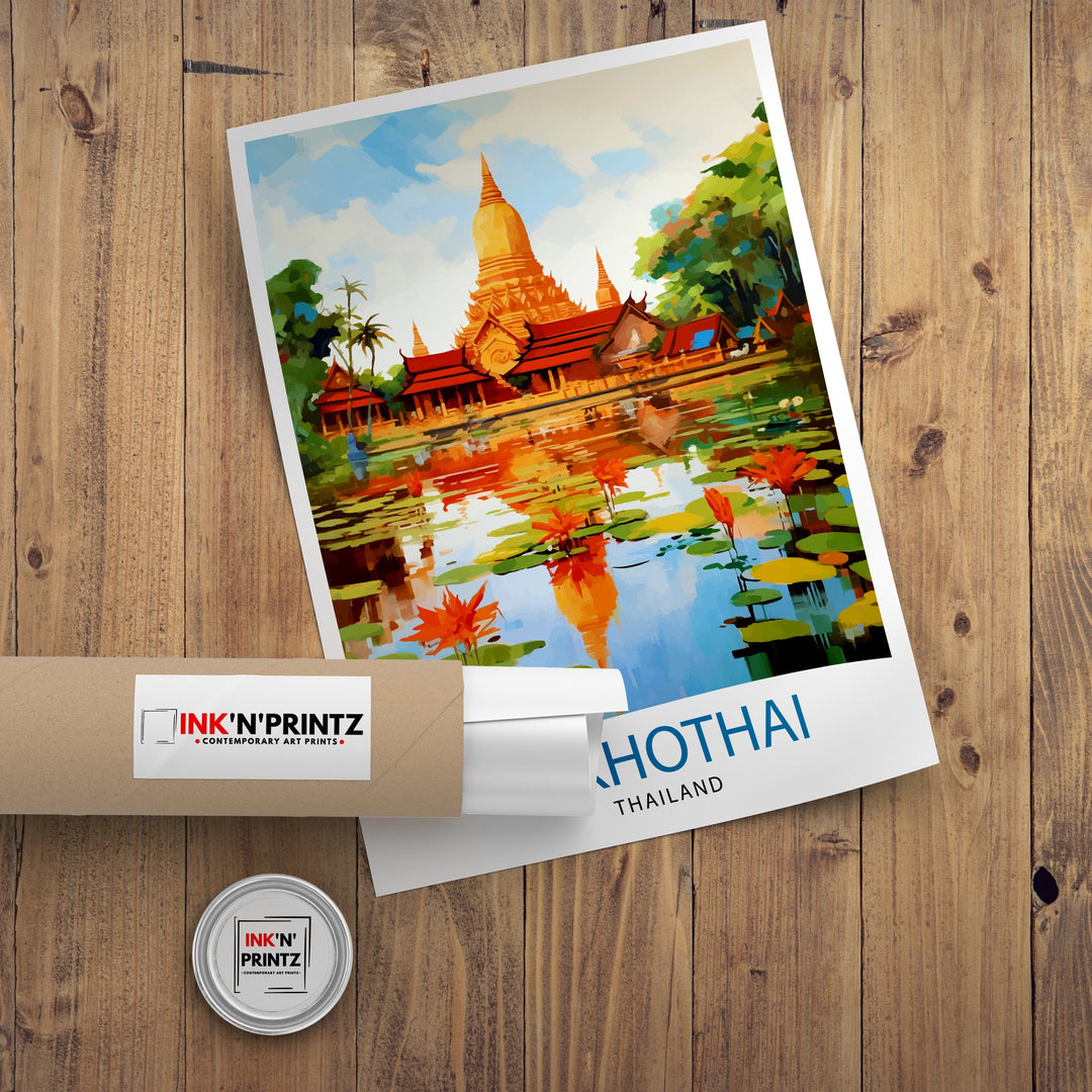 Sukhothai Thailand Travel Poster Sukhothai