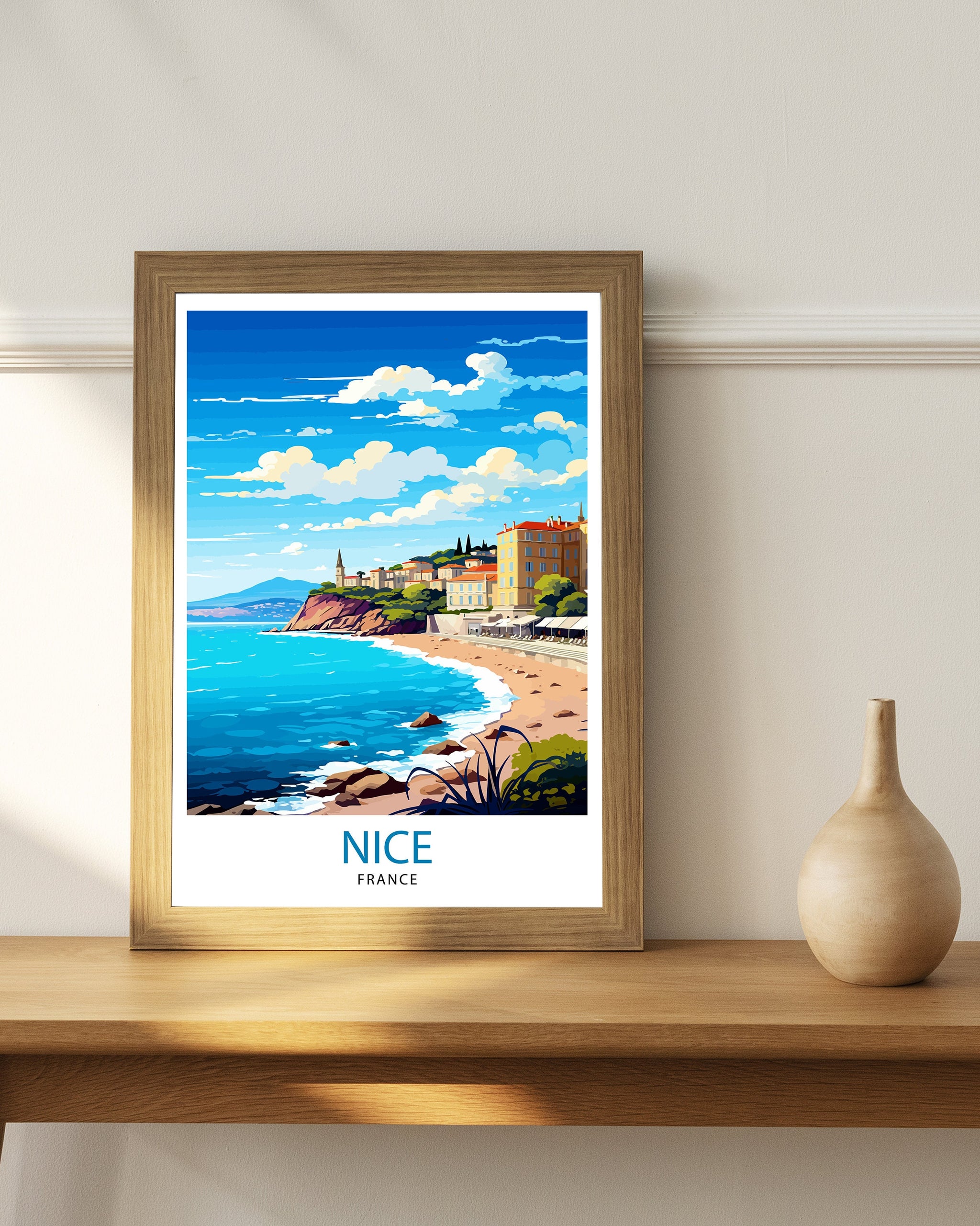 Nice France Travel Print Nice Wall Art Nice Poster French Riviera Decor Nice Art Print Nice Illustration Nice Wall Decor France Print Nice