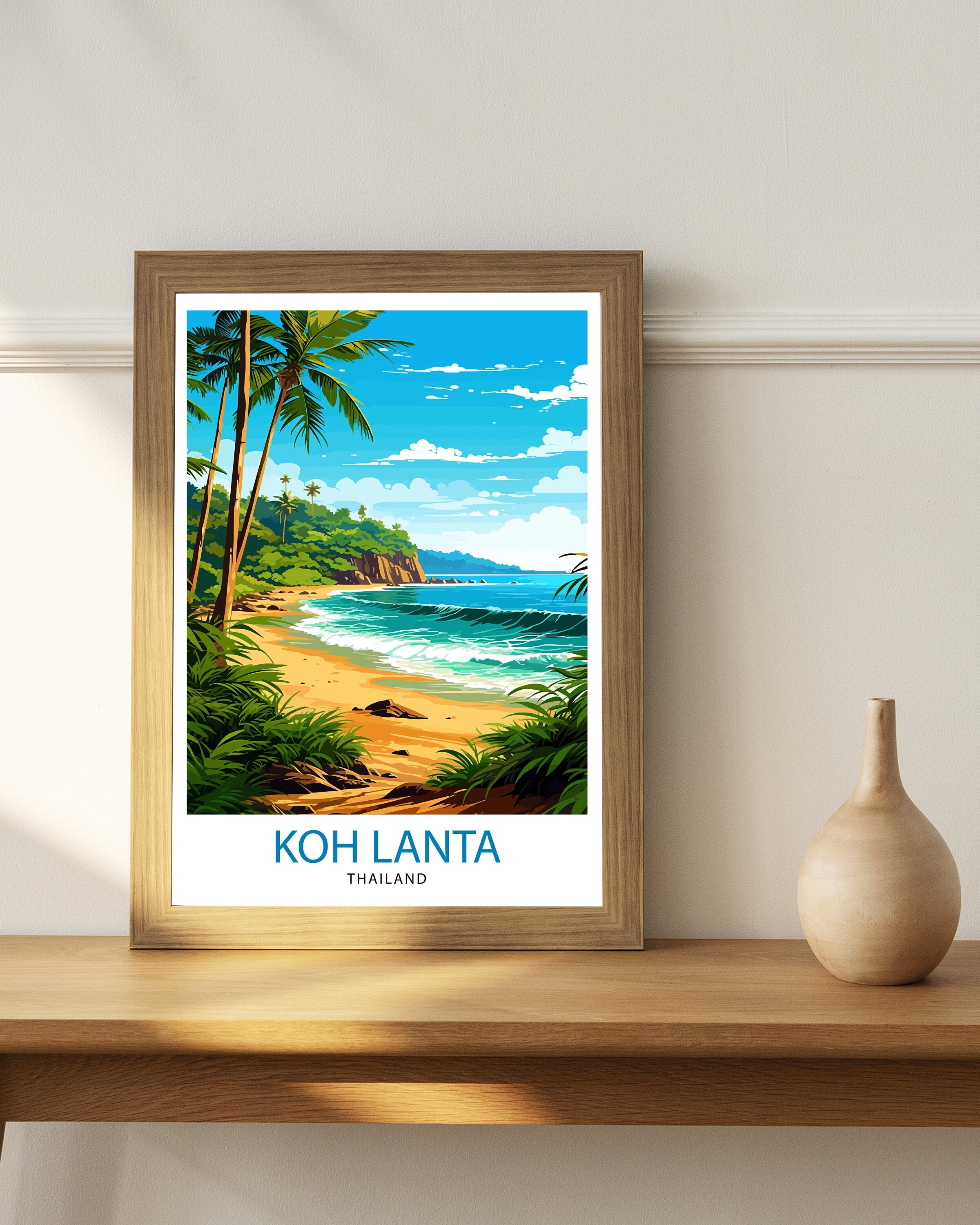 Koh Lanta Thailand Travel Print Beach Wall Decor Tropical Island Poster Thailand Travel Prints Koh Lanta Art Print Island Paradise
