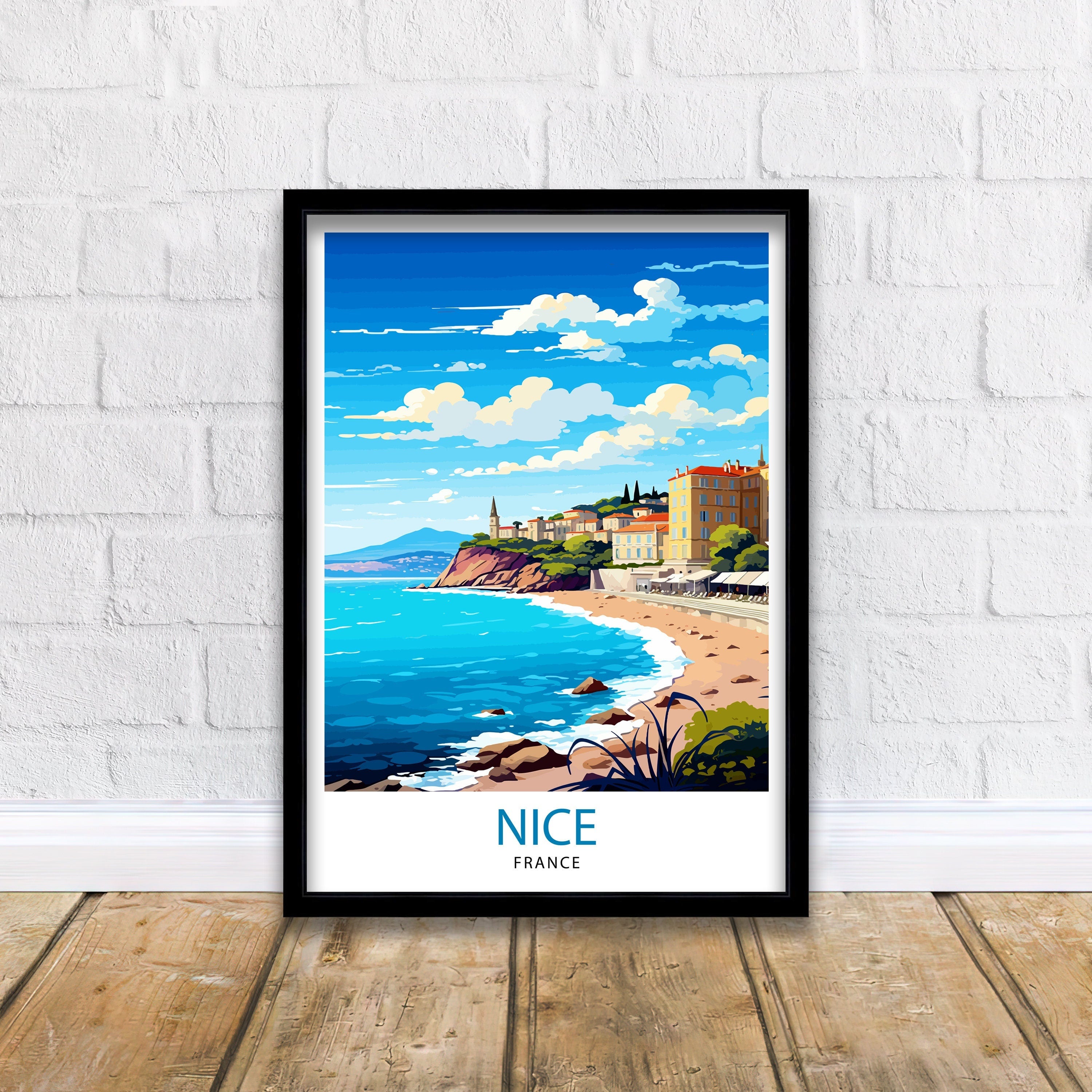 Nice France Travel Print Nice Wall Art Nice Poster French Riviera Decor Nice Art Print Nice Illustration Nice Wall Decor France Print Nice