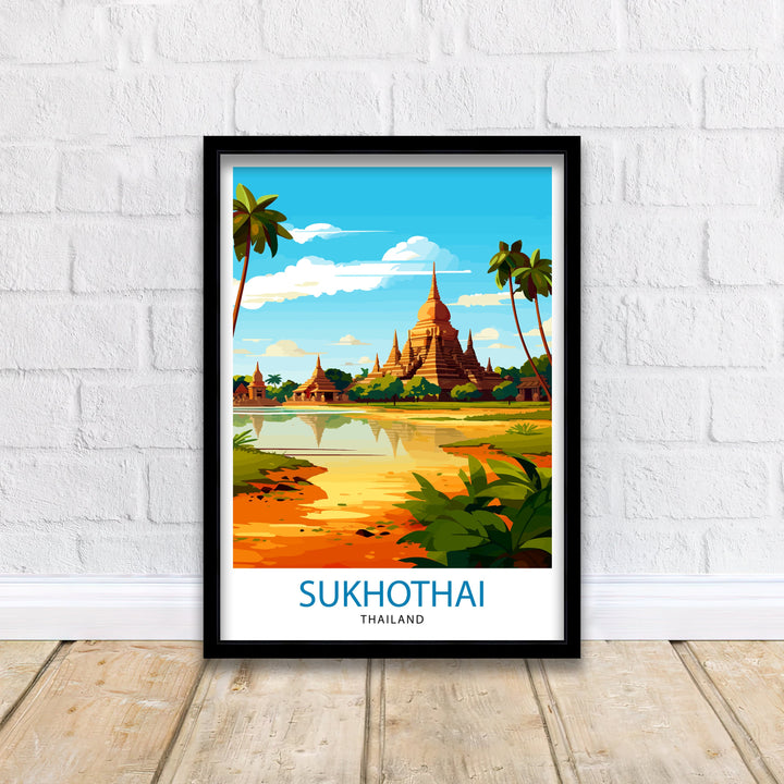 Sukhothai Thailand Travel Poster Sukhothai