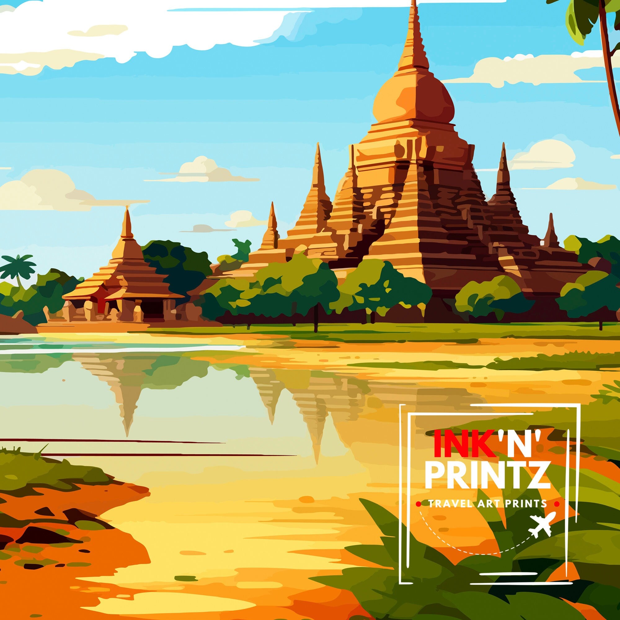 Sukhothai Thailand Travel Print Sukhothai Wall Decor Sukhothai Poster Thailand Travel Prints Sukhothai Art Print Sukhothai Illustration