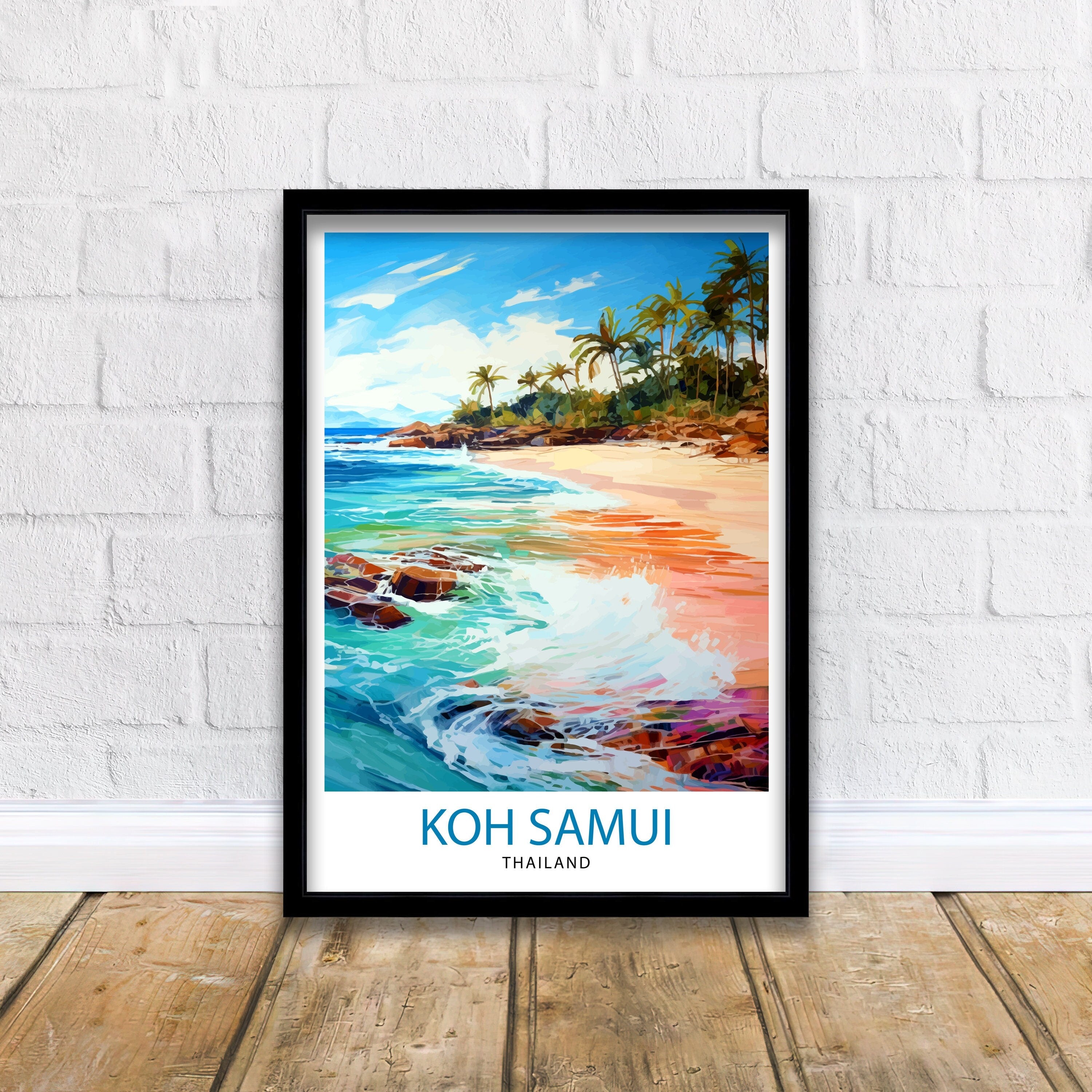 Koh Samui Thailand Travel Print Tropical Wall Decor Koh Samui Poster Thailand Travel Prints Beach Art Print Island Illustration Koh Samui