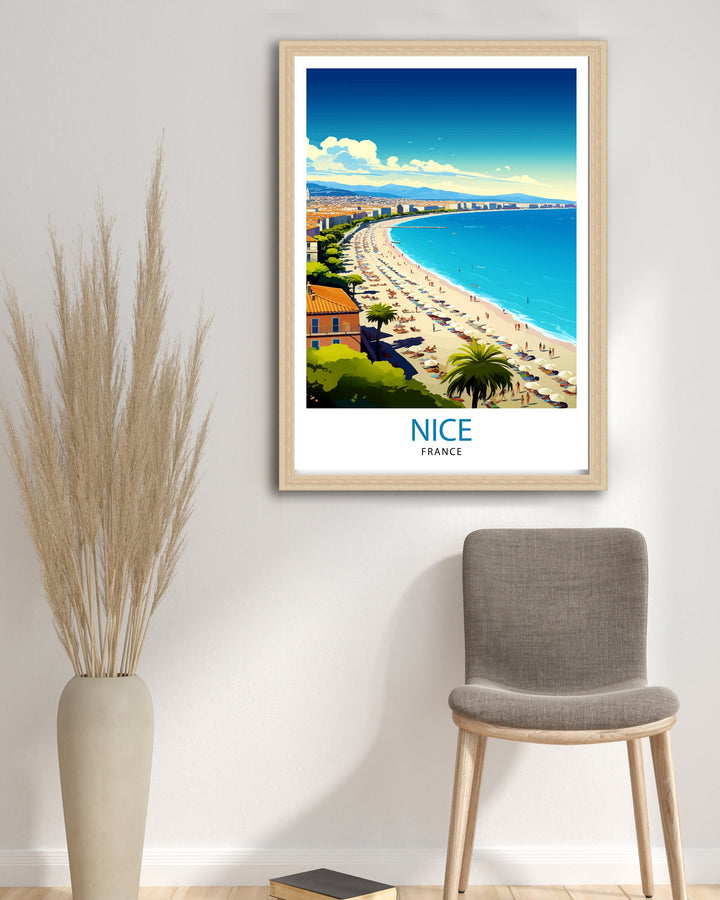 Nice France Travel Poster Nice Wall Art Nice Poster French Riviera Decor Nice Art Poster Nice Illustration Nice