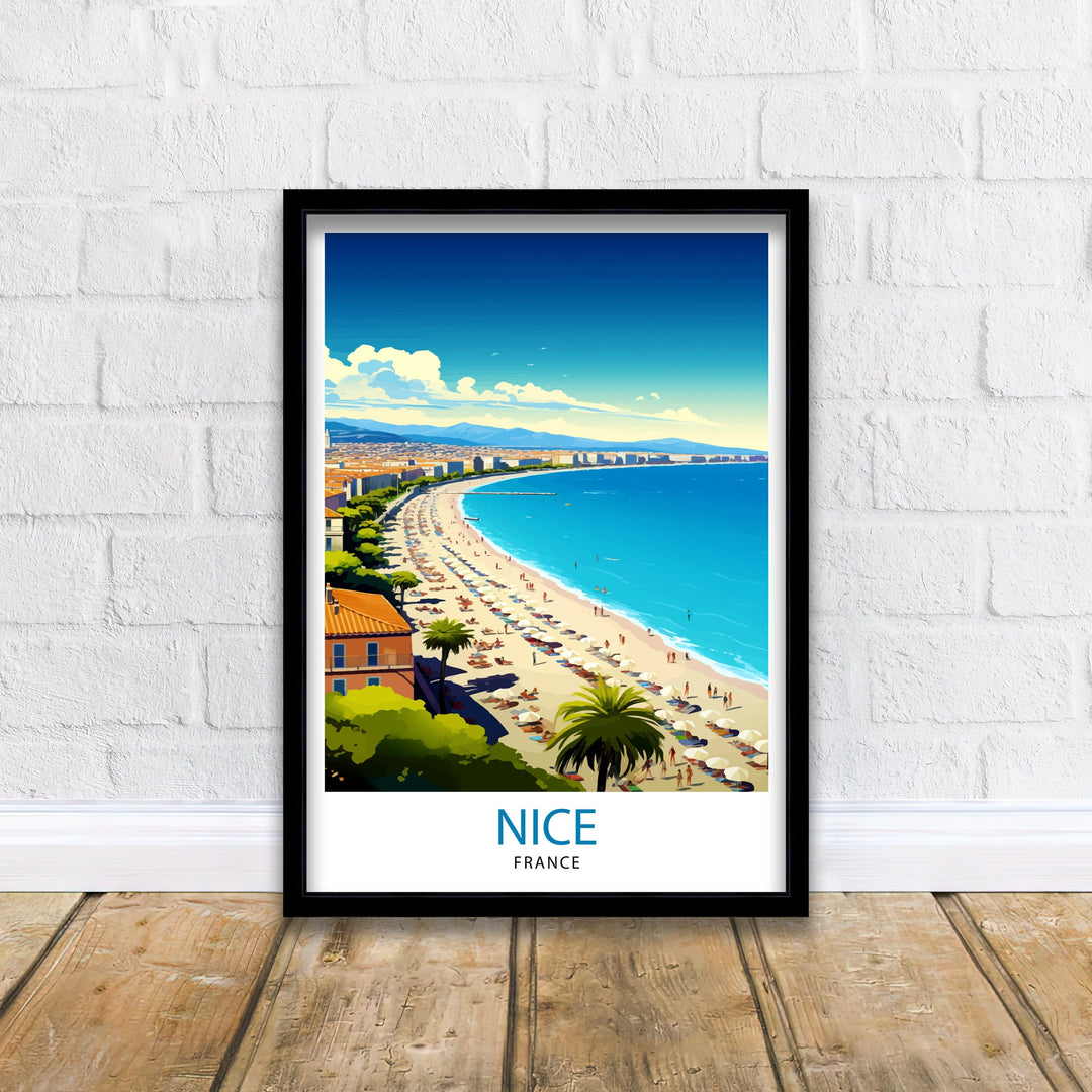 Nice France Travel Poster Nice Wall Art Nice Poster French Riviera Decor Nice Art Poster Nice Illustration Nice