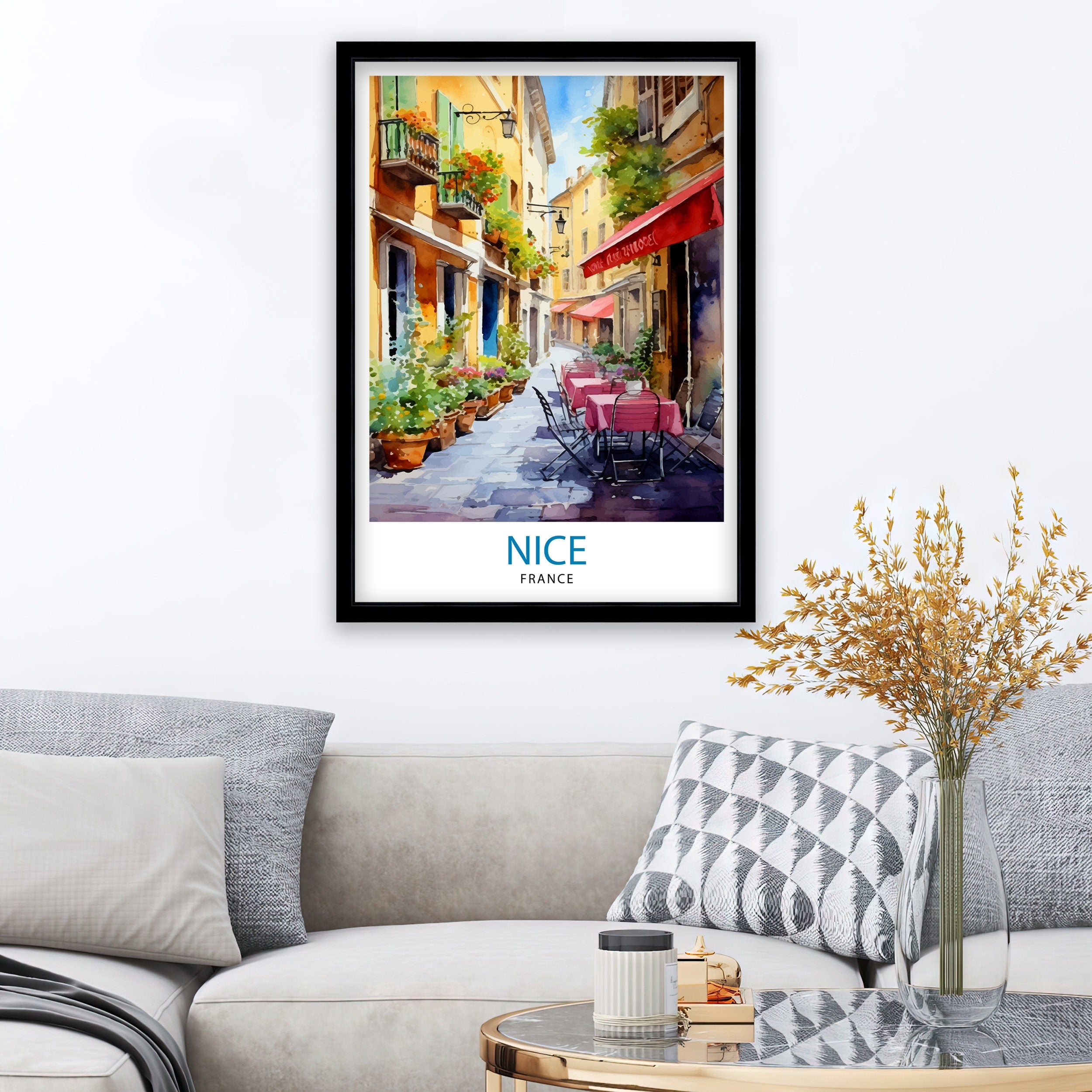 Nice France Travel Print Nice Wall Art Nice Poster French Riviera Decor Nice Art Print Nice Illustration Nice Wall Decor France Print Nice