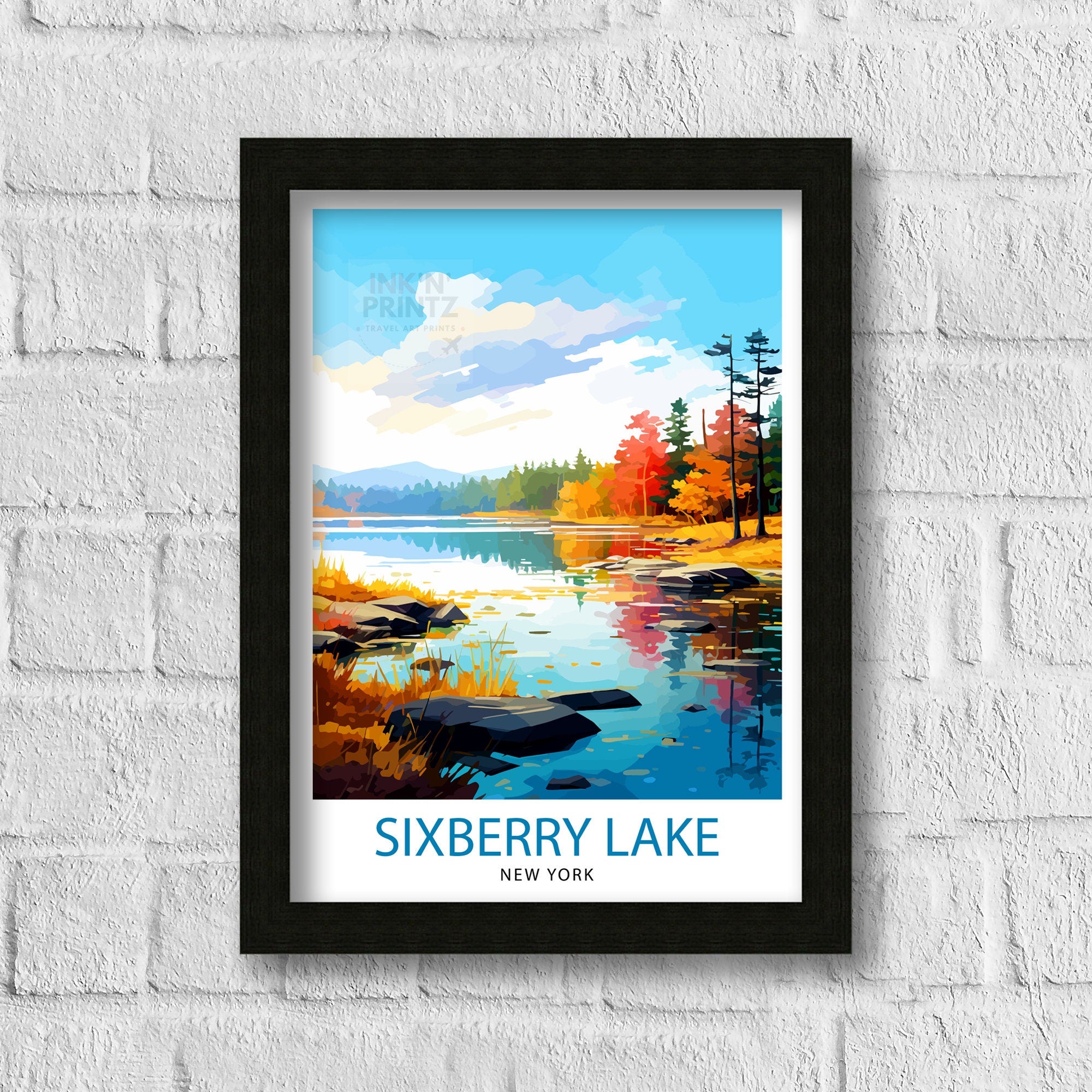 Sixberry Lake France Travel Print France Wall Decor Sixberry Lake Poster French Lake Travel Prints France Art Print Sixberry