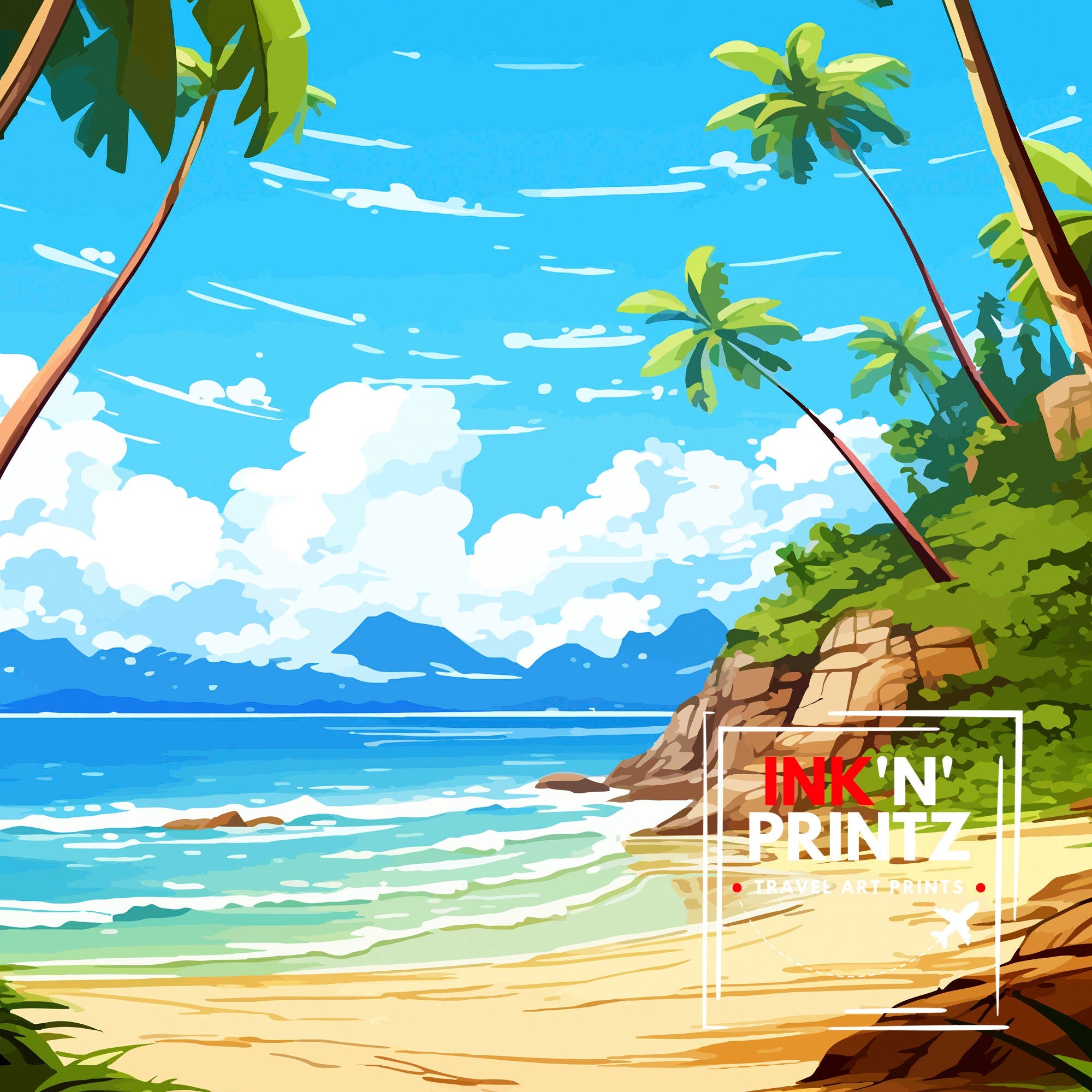 Krabi Thailand Travel Print Krabi Wall Decor Krabi Poster Thailand Travel Prints Krabi Art Print Krabi Illustration Krabi Wall Art Thailand