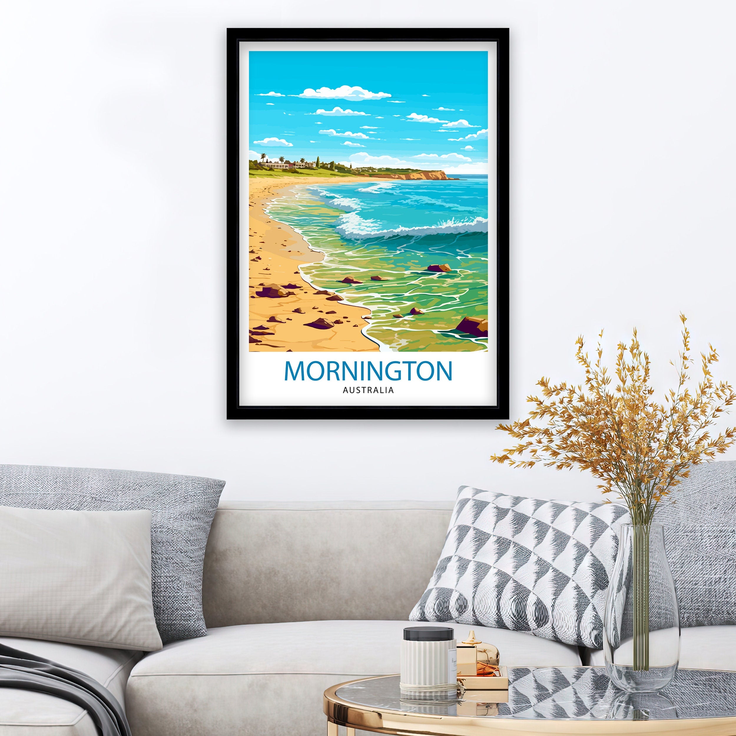 Mornington Beach Australia Print, Coastal Travel Poster