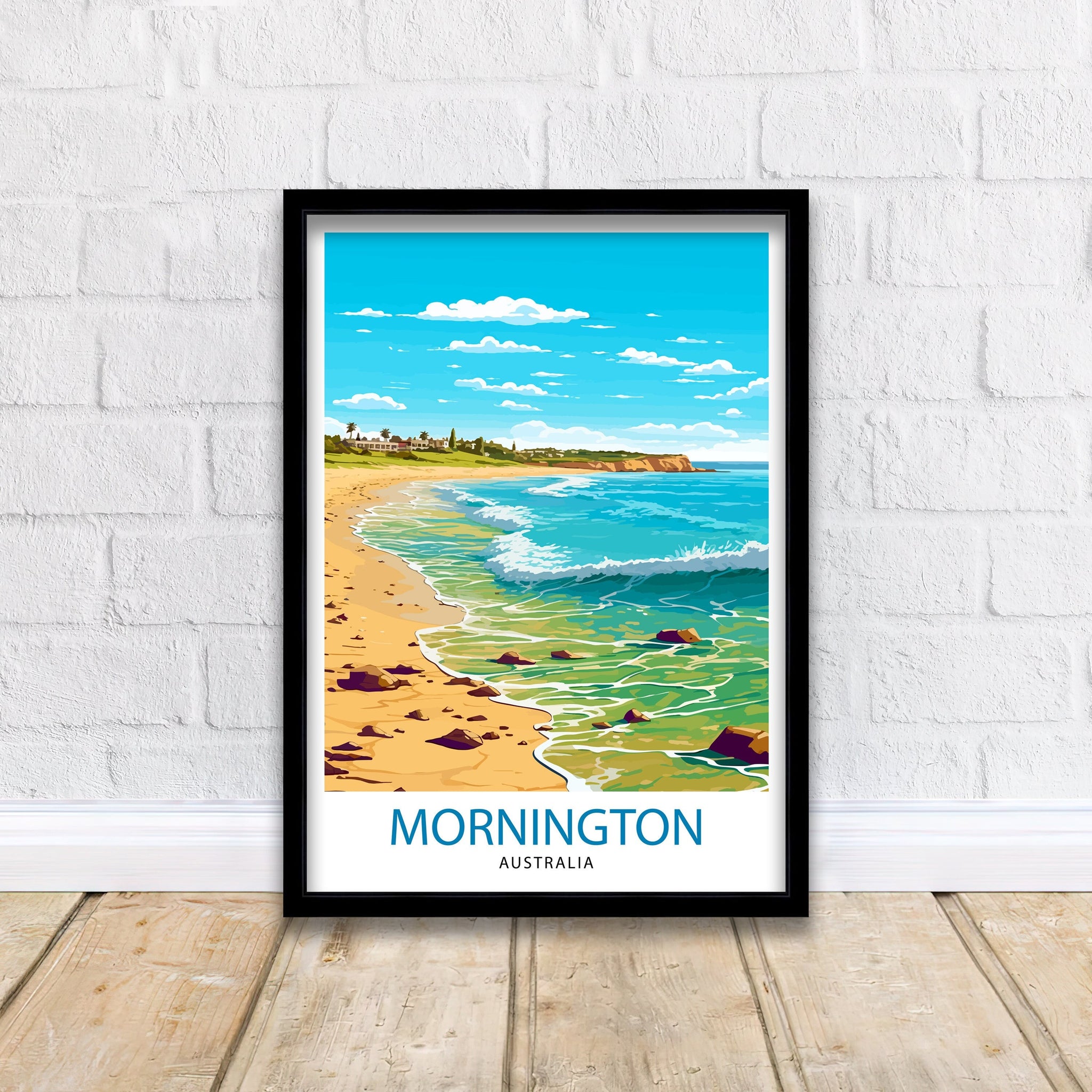 Mornington Beach Australia Print, Coastal Travel Poster