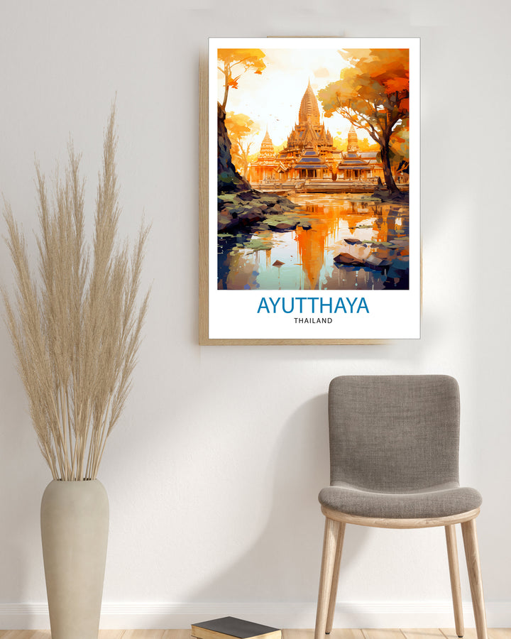 Ayutthaya Thailand Travel Print - Ayutthaya Wall Decor - Ayutthaya Poster - Thailand Travel Prints - Ayutthaya Art Print