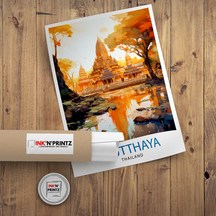 Ayutthaya Thailand Travel Print - Ayutthaya Wall Decor - Ayutthaya Poster - Thailand Travel Prints - Ayutthaya Art Print