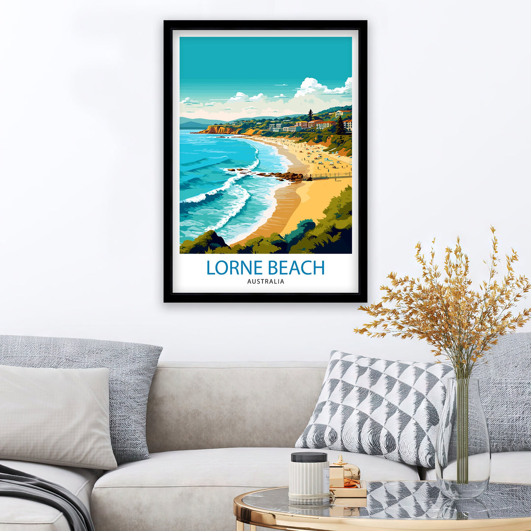 Lorne Beach Australia Travel Print Coastal Wall Decor Lorne Beach Poster Australian Beach Prints Lorne Art Print Beach
