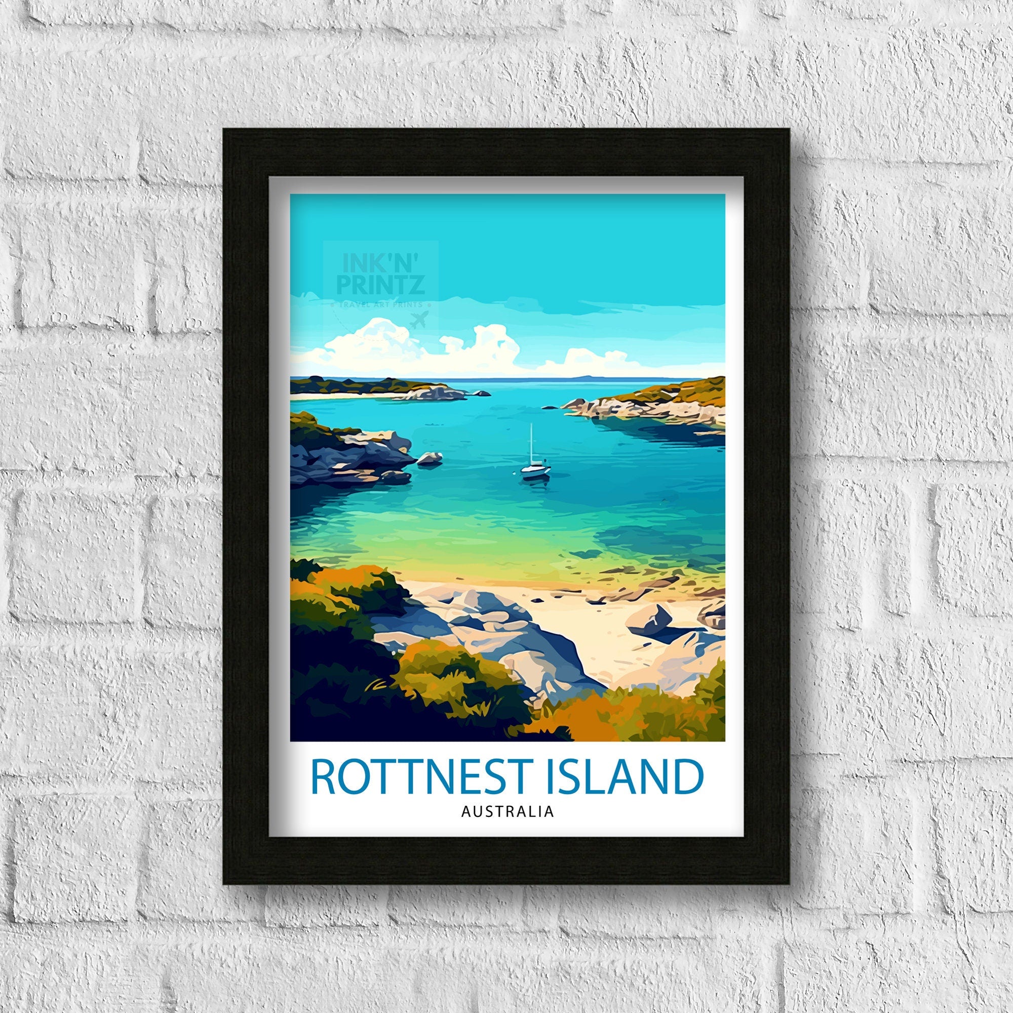 Rottnest Island Australia Travel Print Island Paradise Wall Decor Rottnest Island Poster Australian Travel Prints Coastal Art Print Rottnest