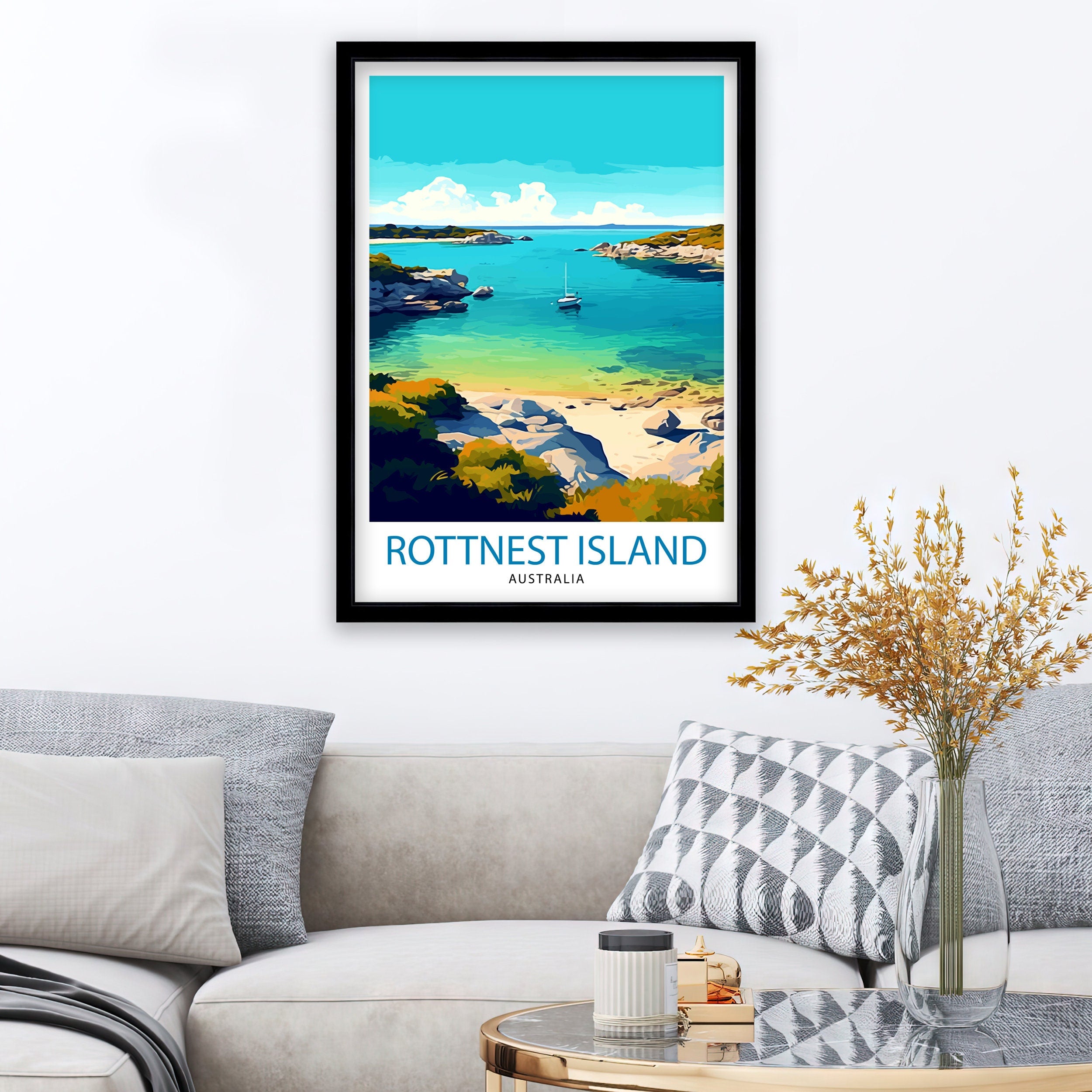 Rottnest Island Australia Travel Print Island Paradise Wall Decor Rottnest Island Poster Australian Travel Prints Coastal Art Print Rottnest