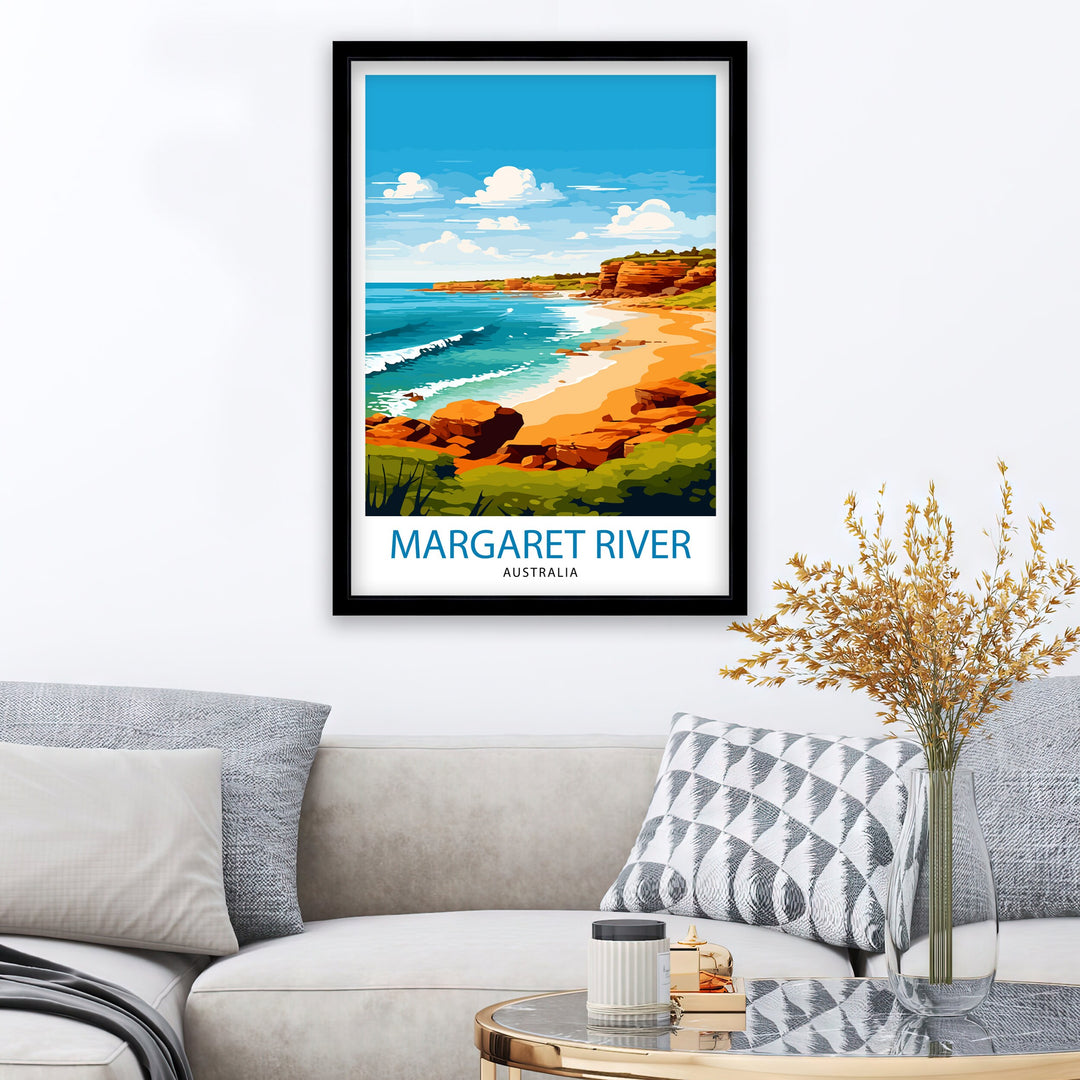 Margaret River Australia Travel Poster Coastal