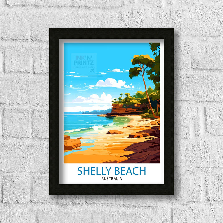 Shelly Beach Australia Travel Poster Coastal