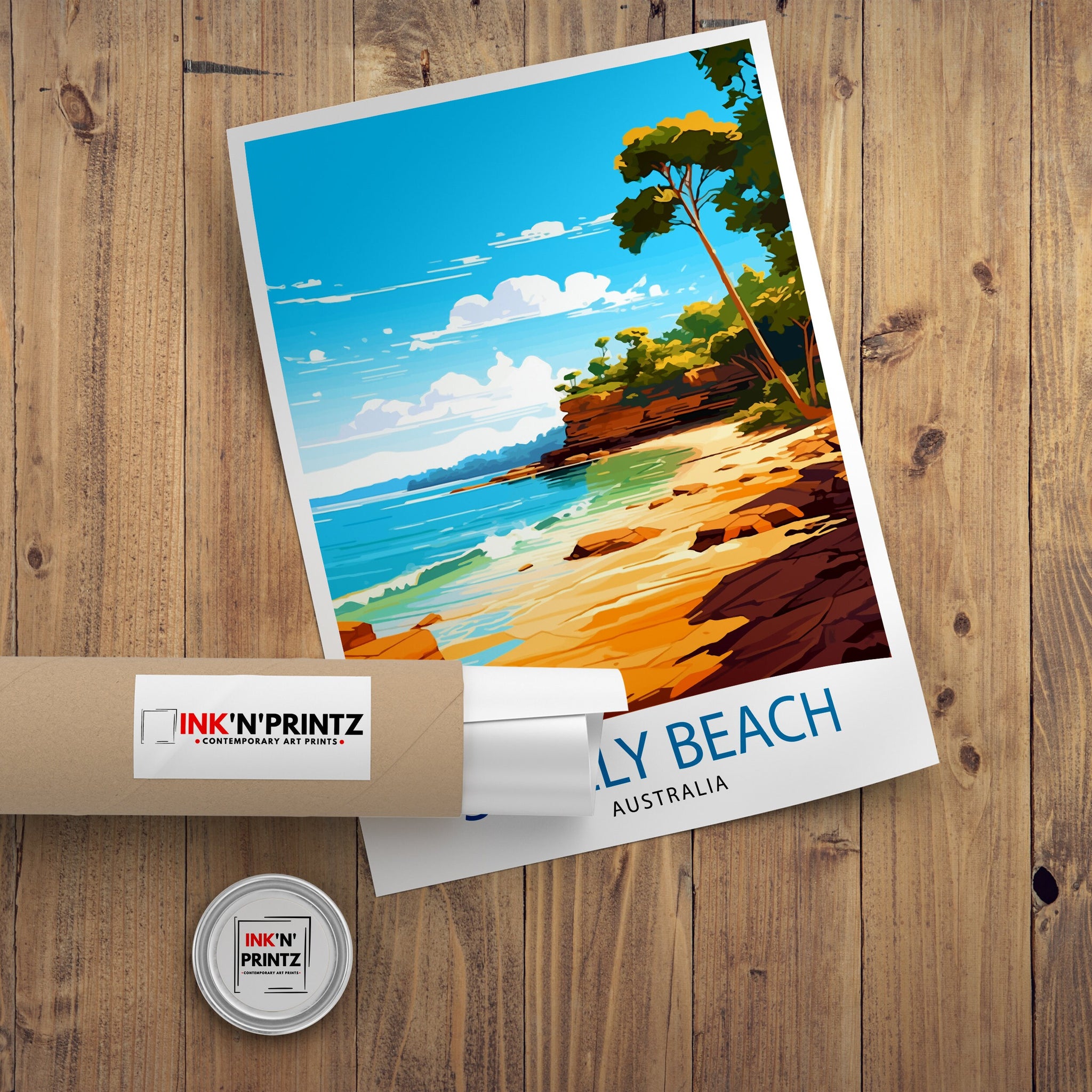 Shelly Beach Australia Travel Print Coastal Wall Decor Shelly Beach Poster Australian Beach Prints Beach Art Print Shelly Beach Illustration