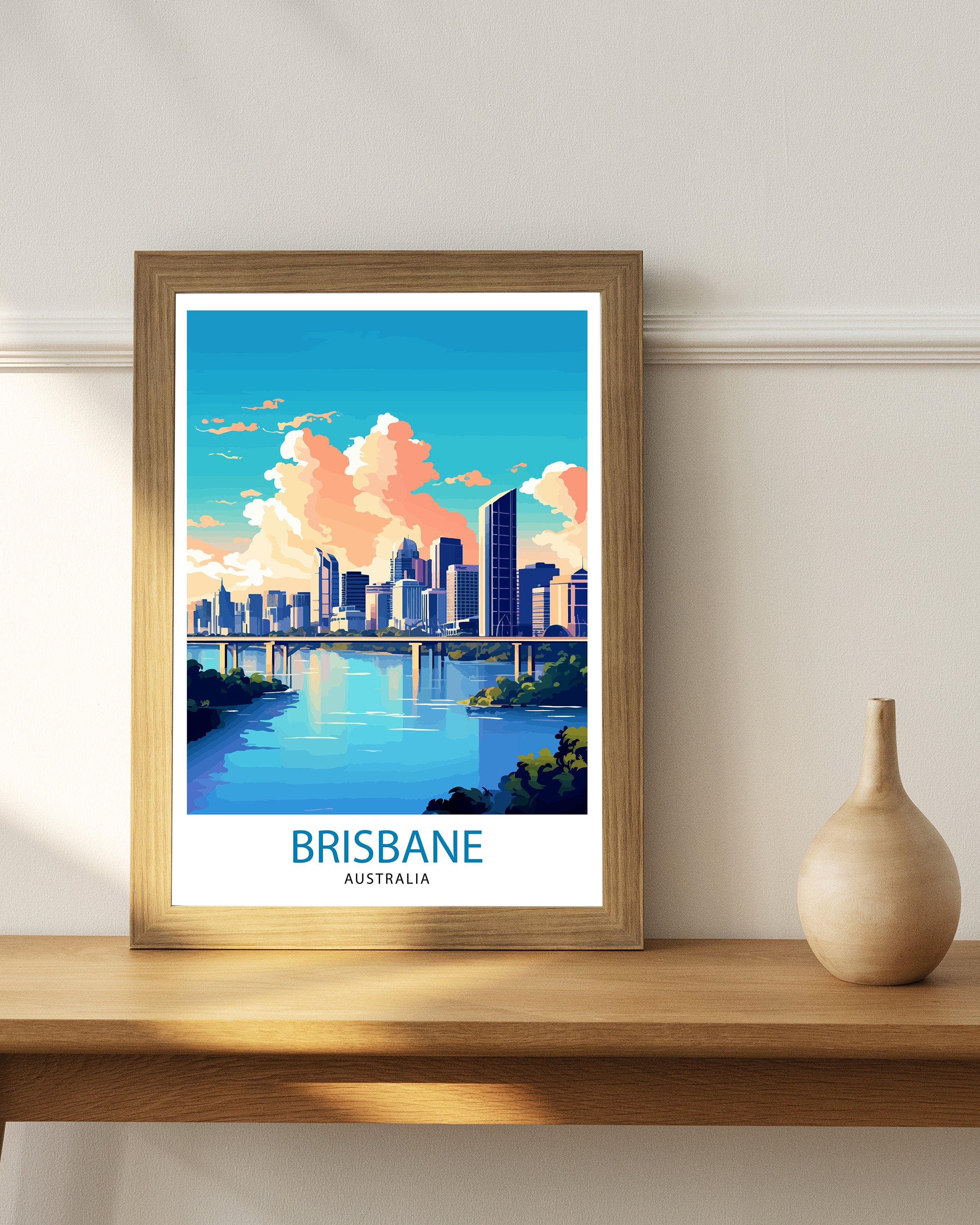 Brisbane Australia Travel Print Brisbane Wall Decor Brisbane City Poster Australia Travel Prints Brisbane Art Print Brisbane Illustration