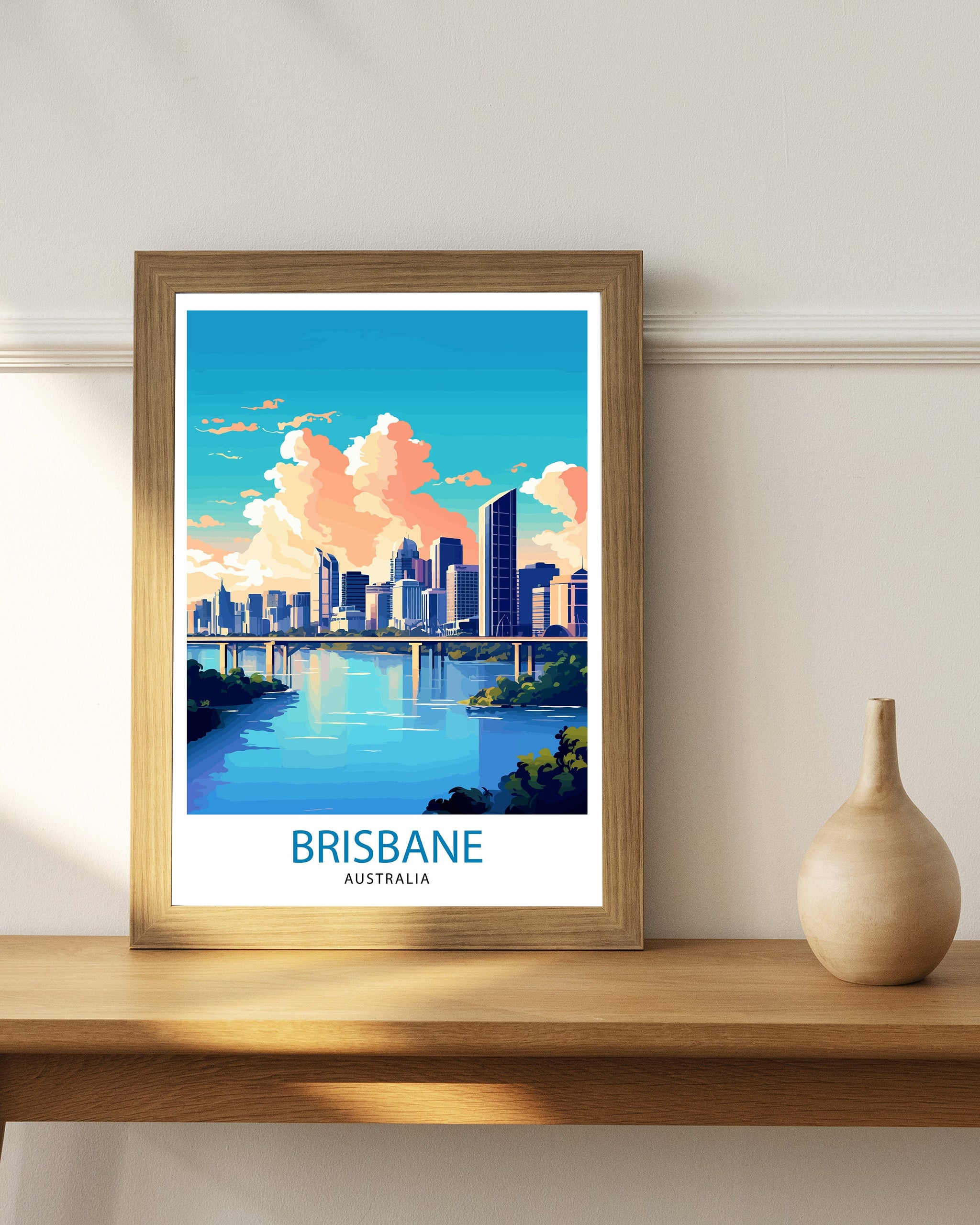 Brisbane Australia Travel Print Brisbane Wall Decor Brisbane City Poster Australia Travel Prints Brisbane Art Print Brisbane Illustration