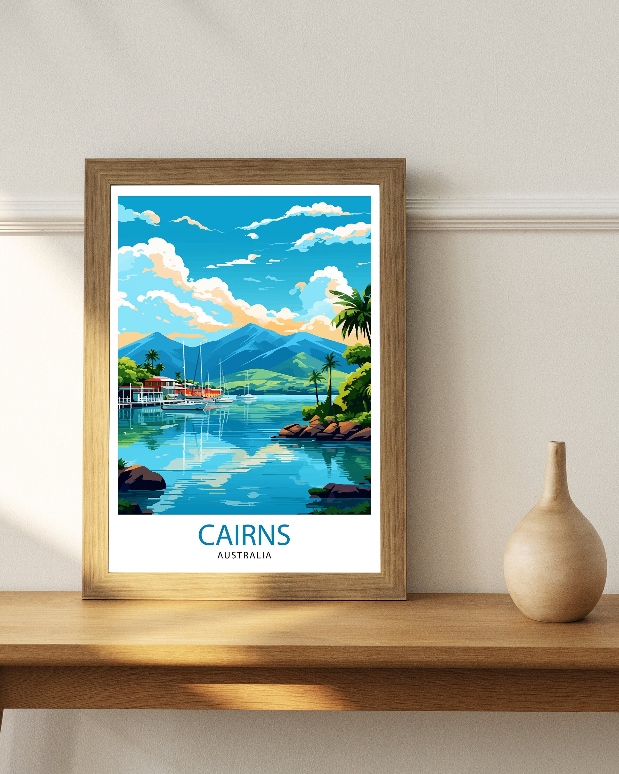 Cairns Australia Travel Poster, Tropical Wall Art