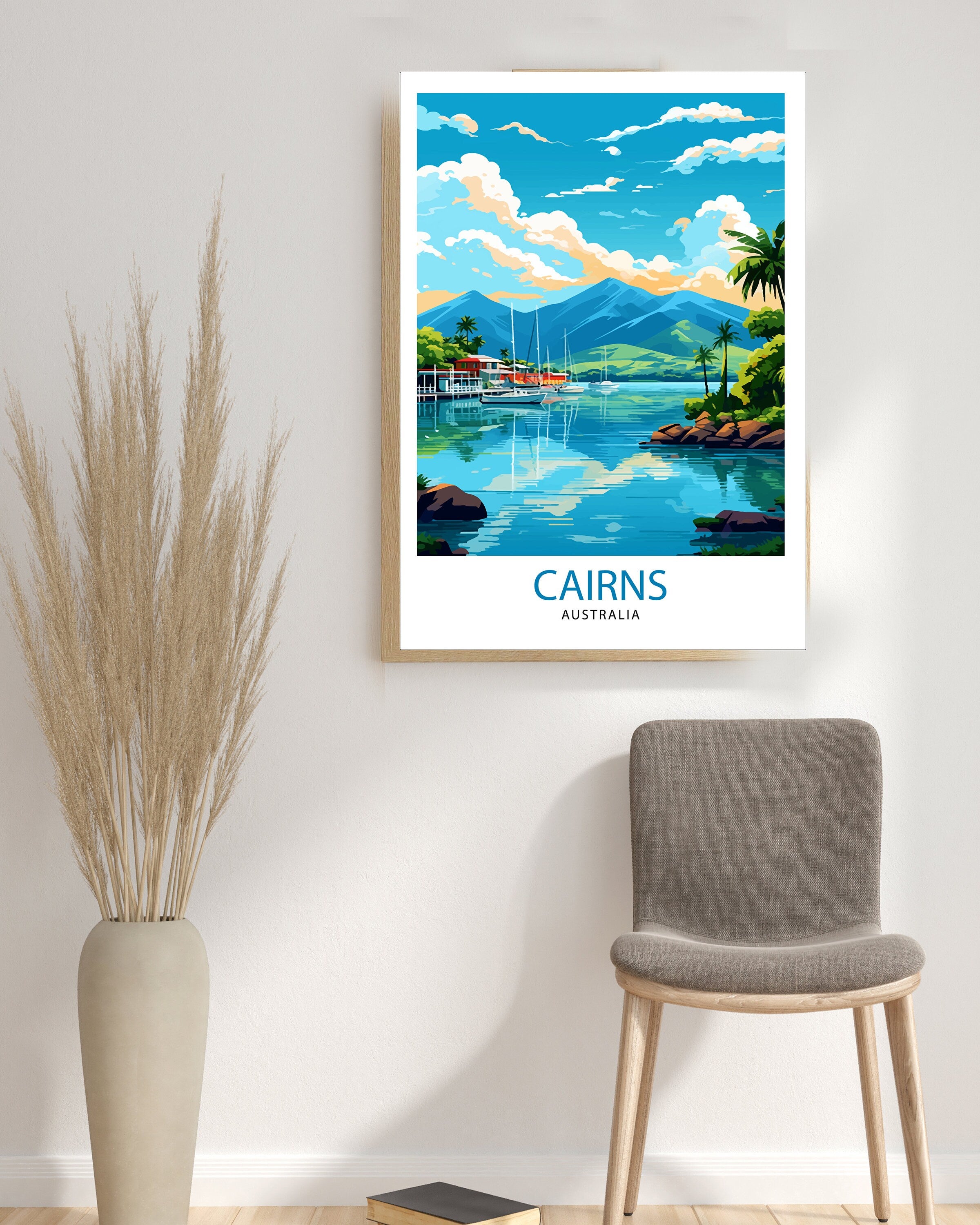 Cairns Australia Travel Poster, Tropical Wall Art