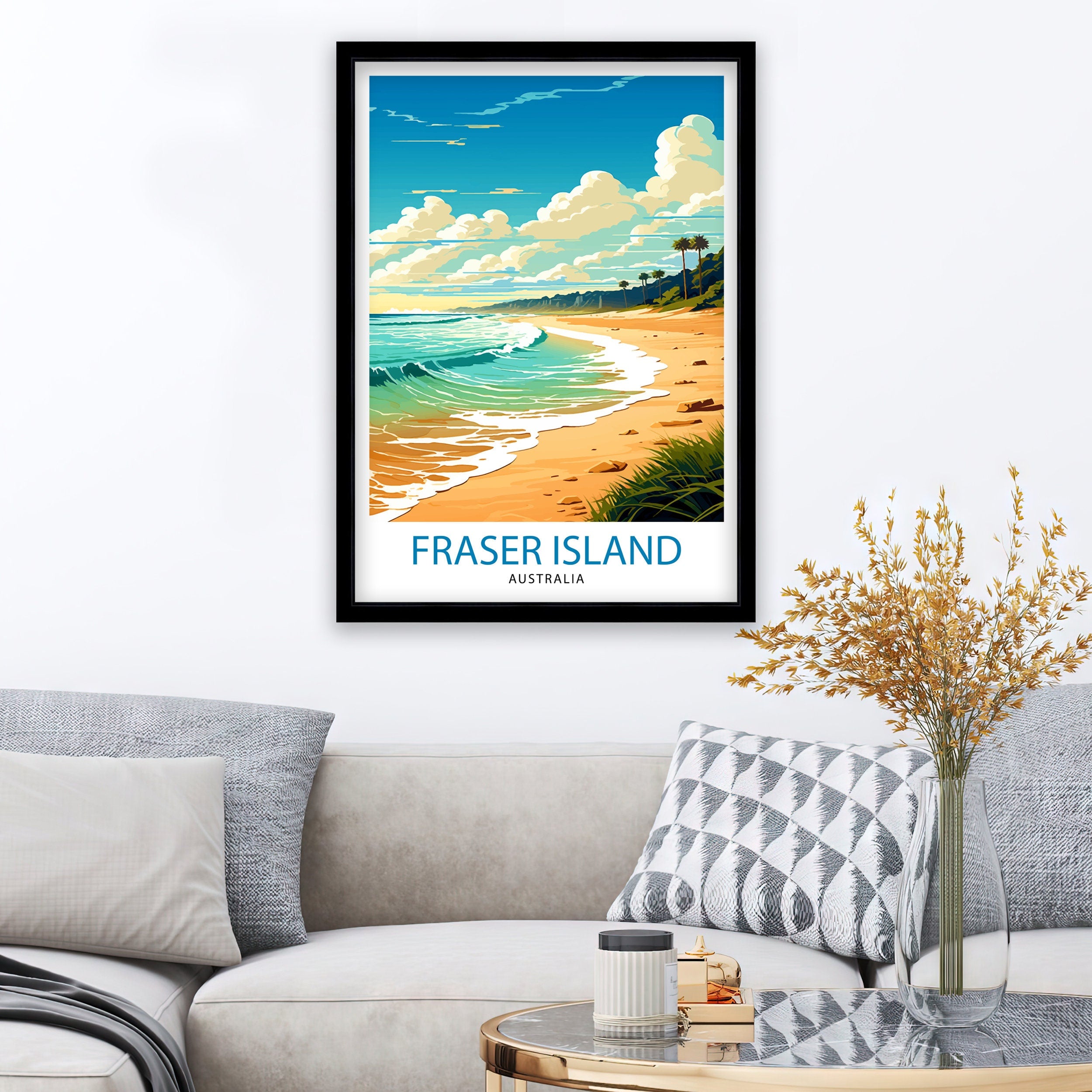 Fraser Island Australia Travel Print Beach Paradise Wall Decor Fraser Island Poster Australian Travel Prints Island Art Print Nature