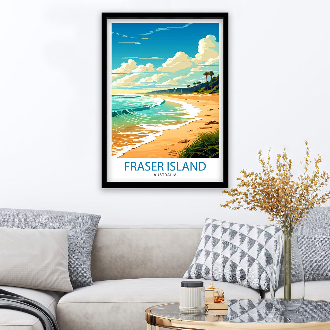 Fraser Island Australia Travel Poster Beach Paradise