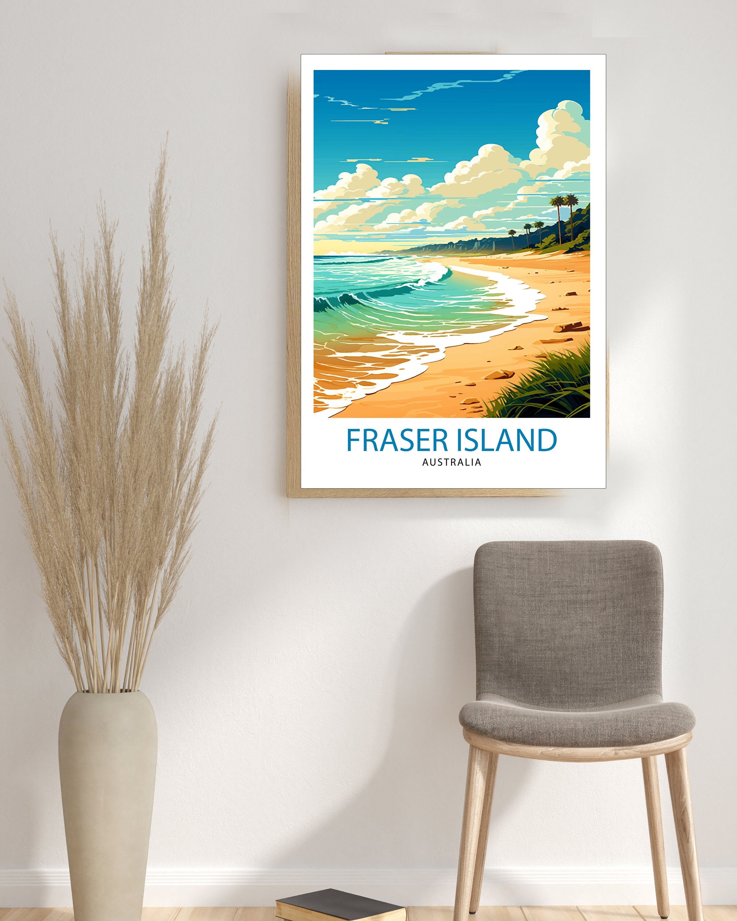 Fraser Island Australia Travel Print Beach Paradise Wall Decor Fraser Island Poster Australian Travel Prints Island Art Print Nature