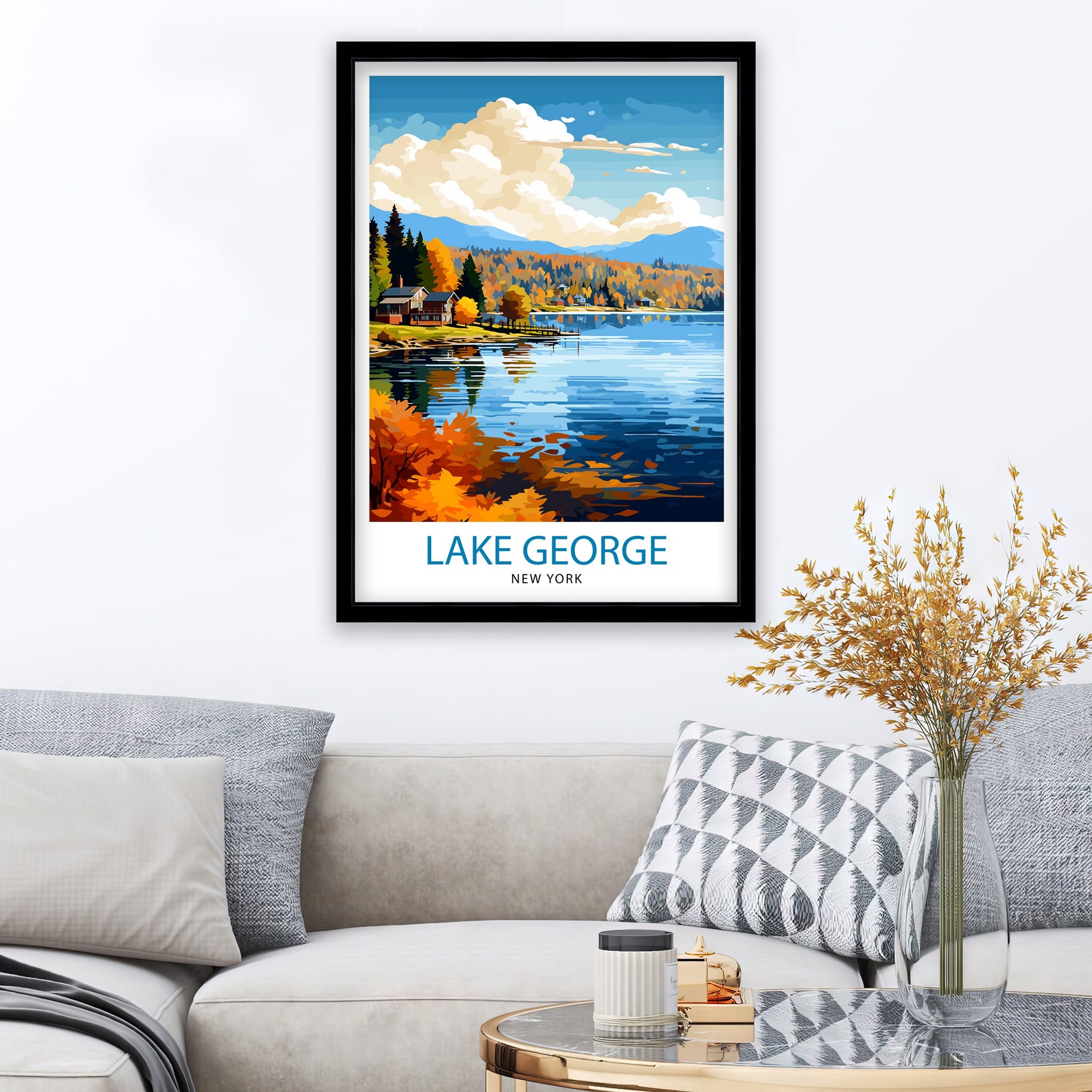 Lake George New York State Travel Print| Lake George Wall Decor Lake George Poster Upstate New York Travel Prints Lake George Art Print Lake