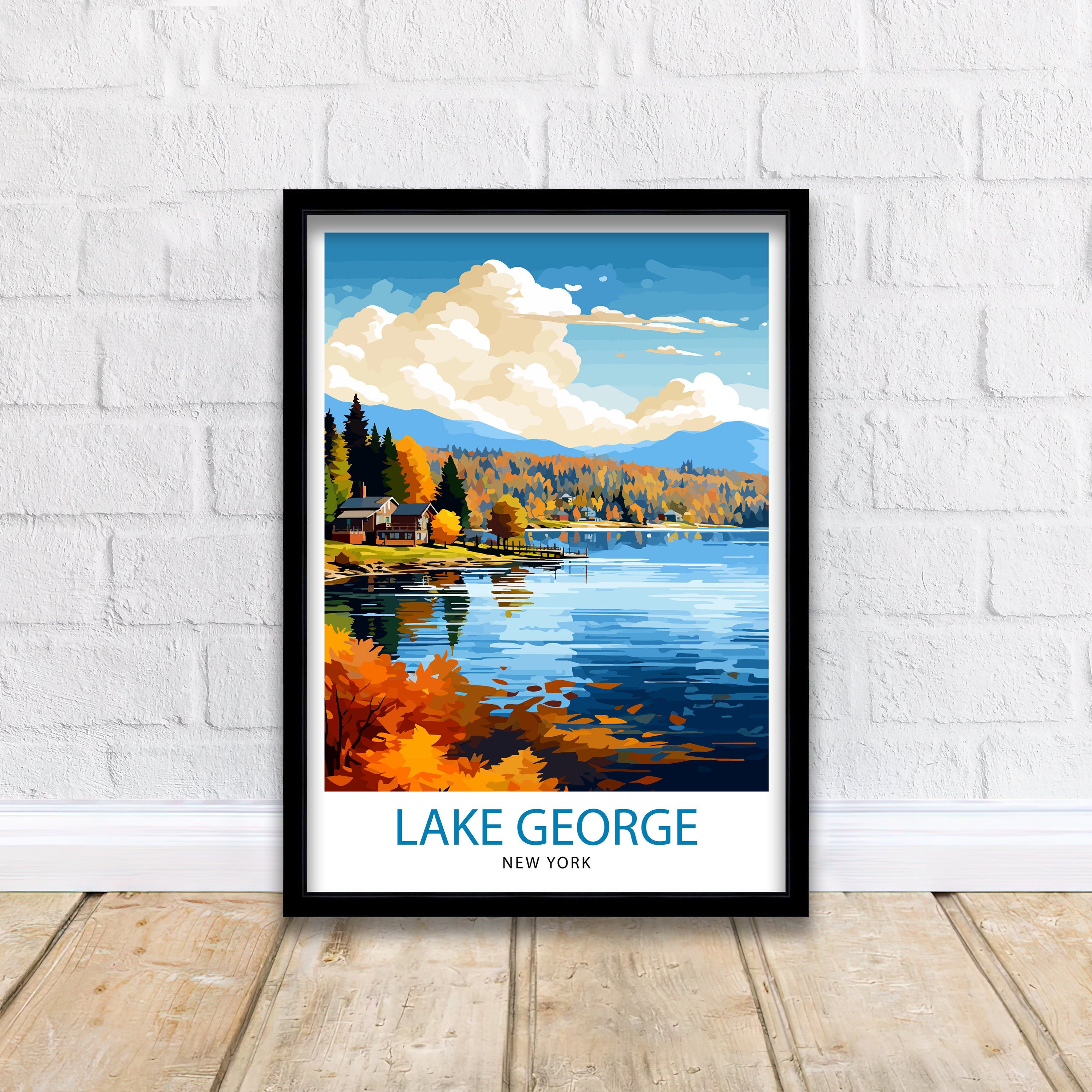 Lake George New York State Travel Print| Lake George Wall Decor Lake George Poster Upstate New York Travel Prints Lake George Art Print Lake
